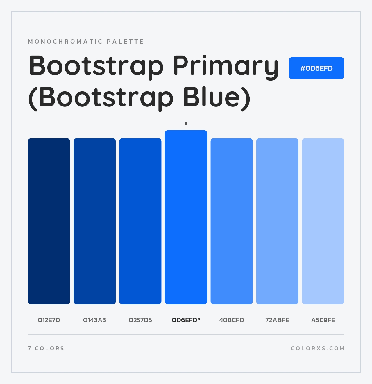 Bootstrap Primary (Bootstrap Blue) - Monochromatic Color Palette