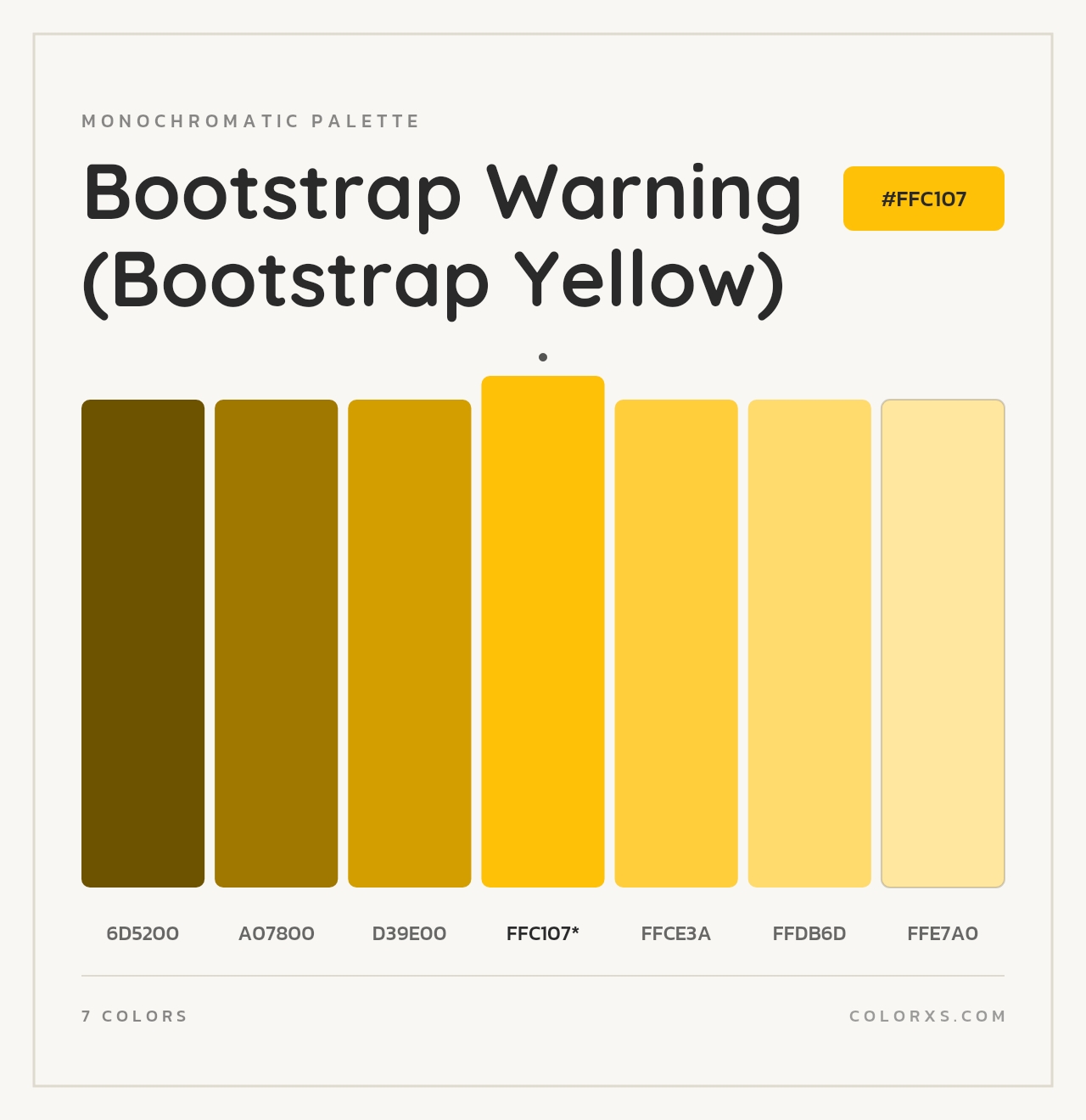Bootstrap Warning (Bootstrap Yellow) - Monochromatic Color Palette