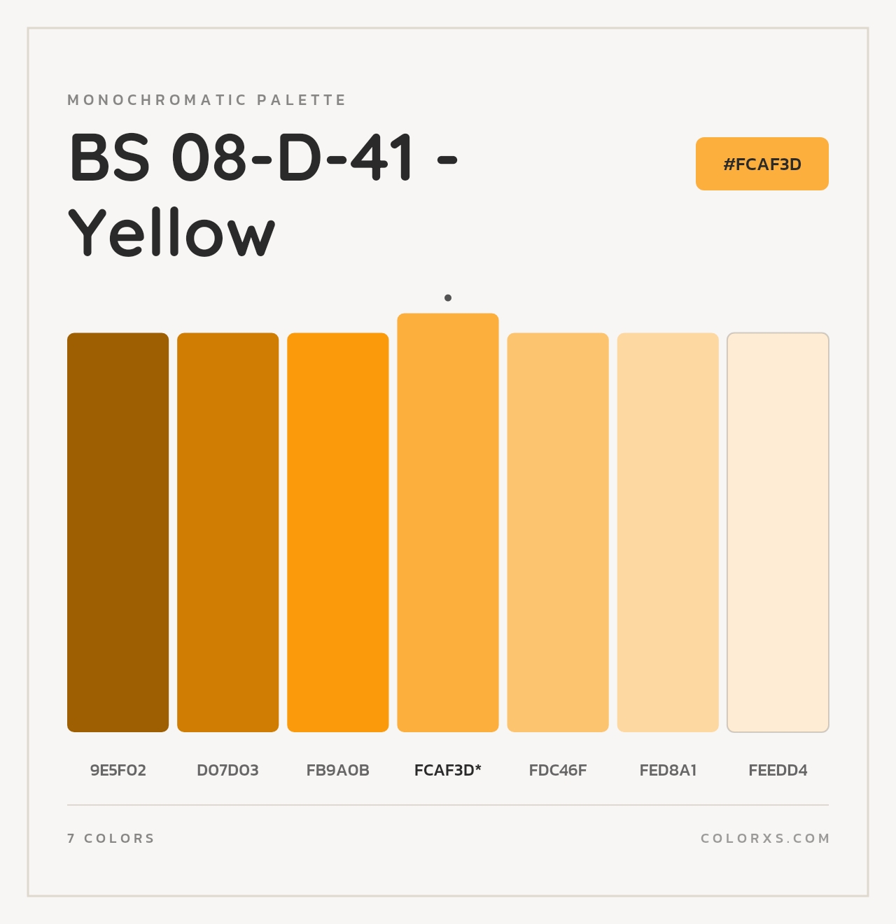BS 08-D-41 - Yellow - Monochromatic Color Palette