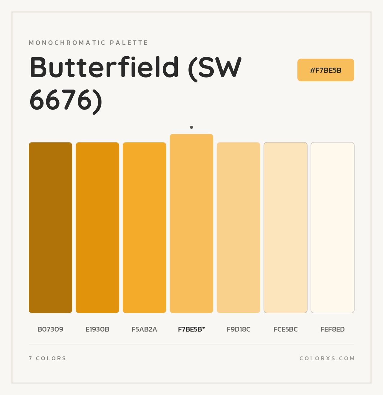 Butterfield (SW 6676) - Monochromatic Color Palette