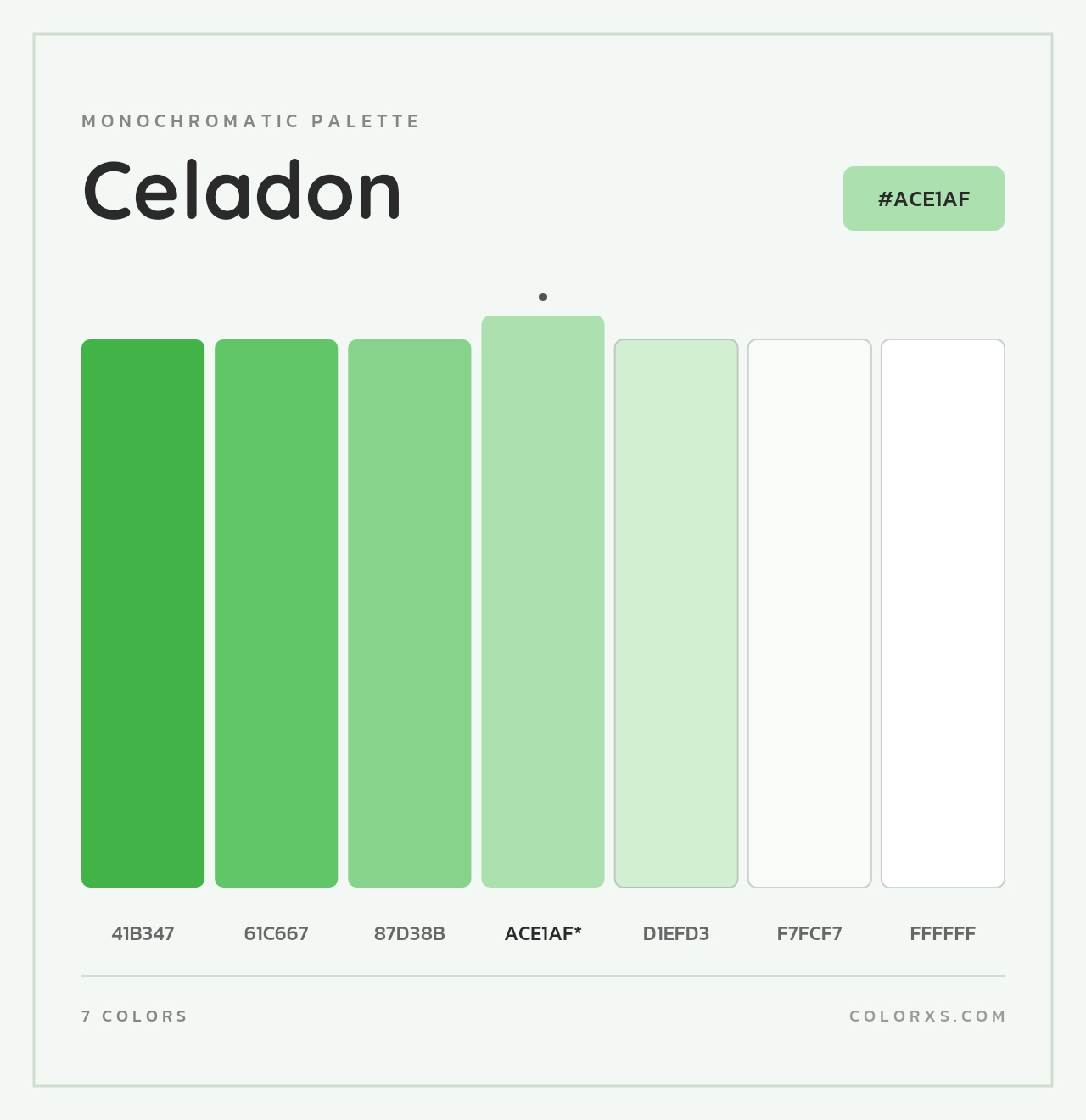 Celadon - Monochromatic Color Palette