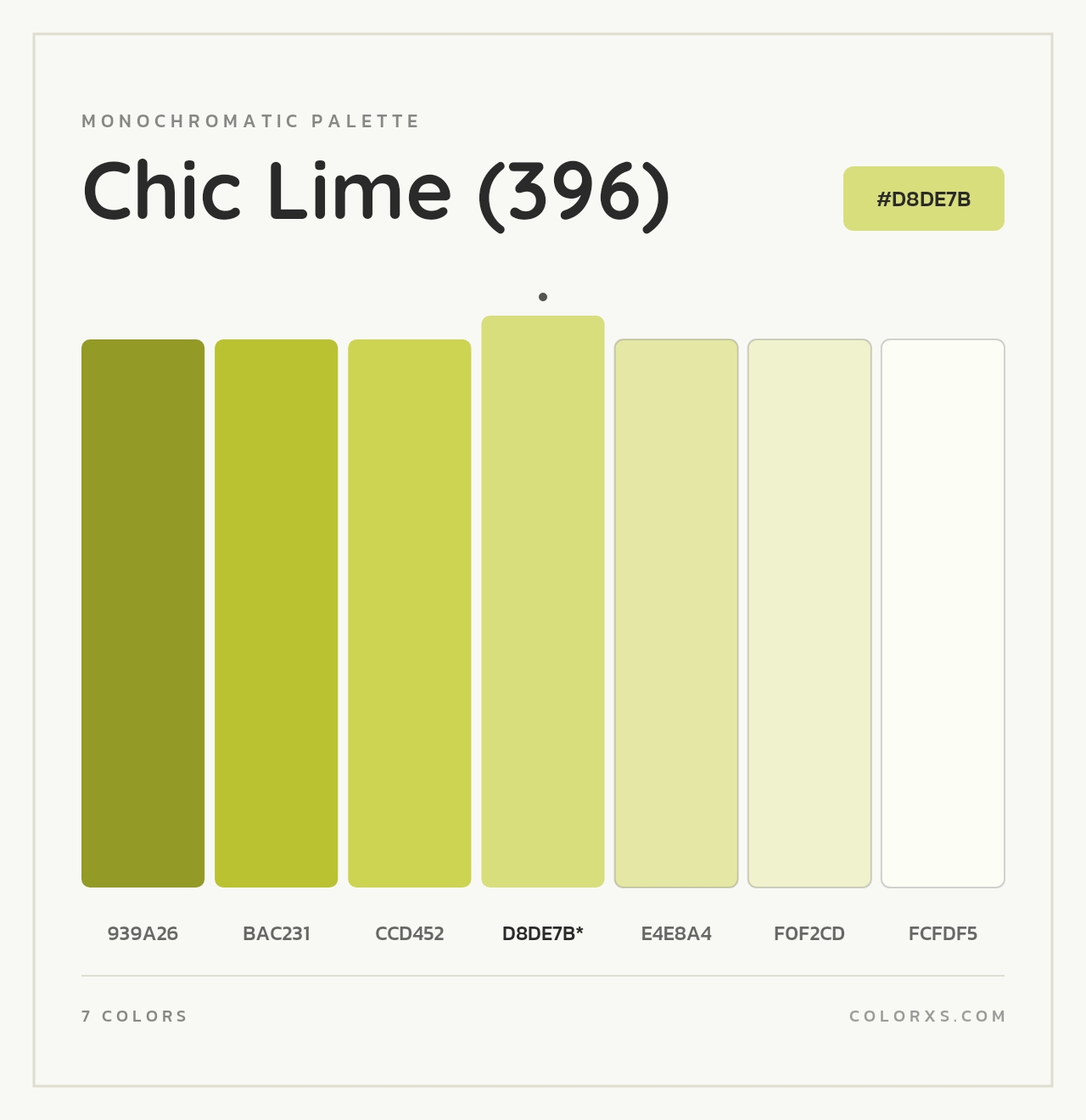 Chic Lime (396) - Monochromatic Color Palette