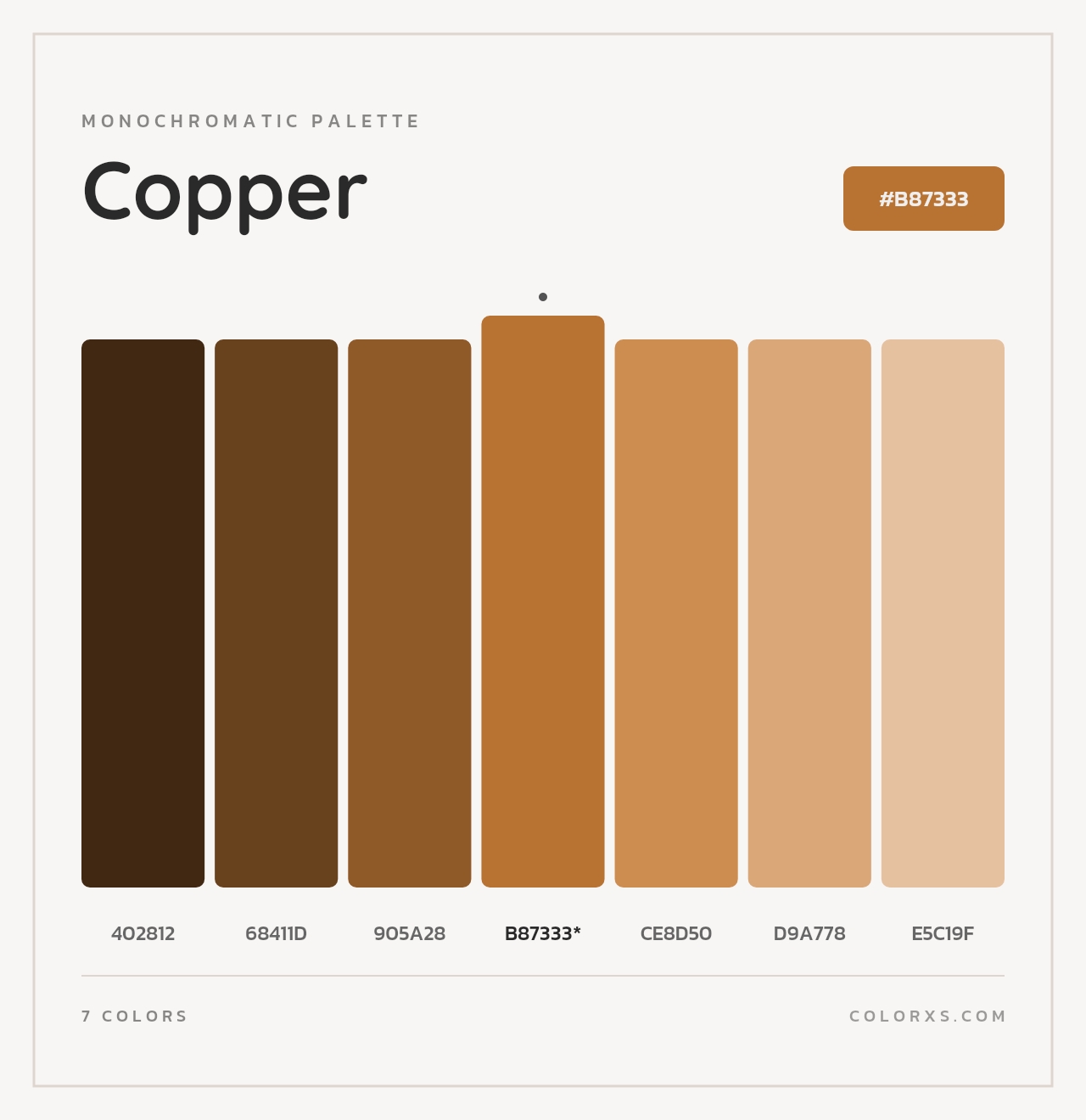 Copper - Monochromatic Color Palette