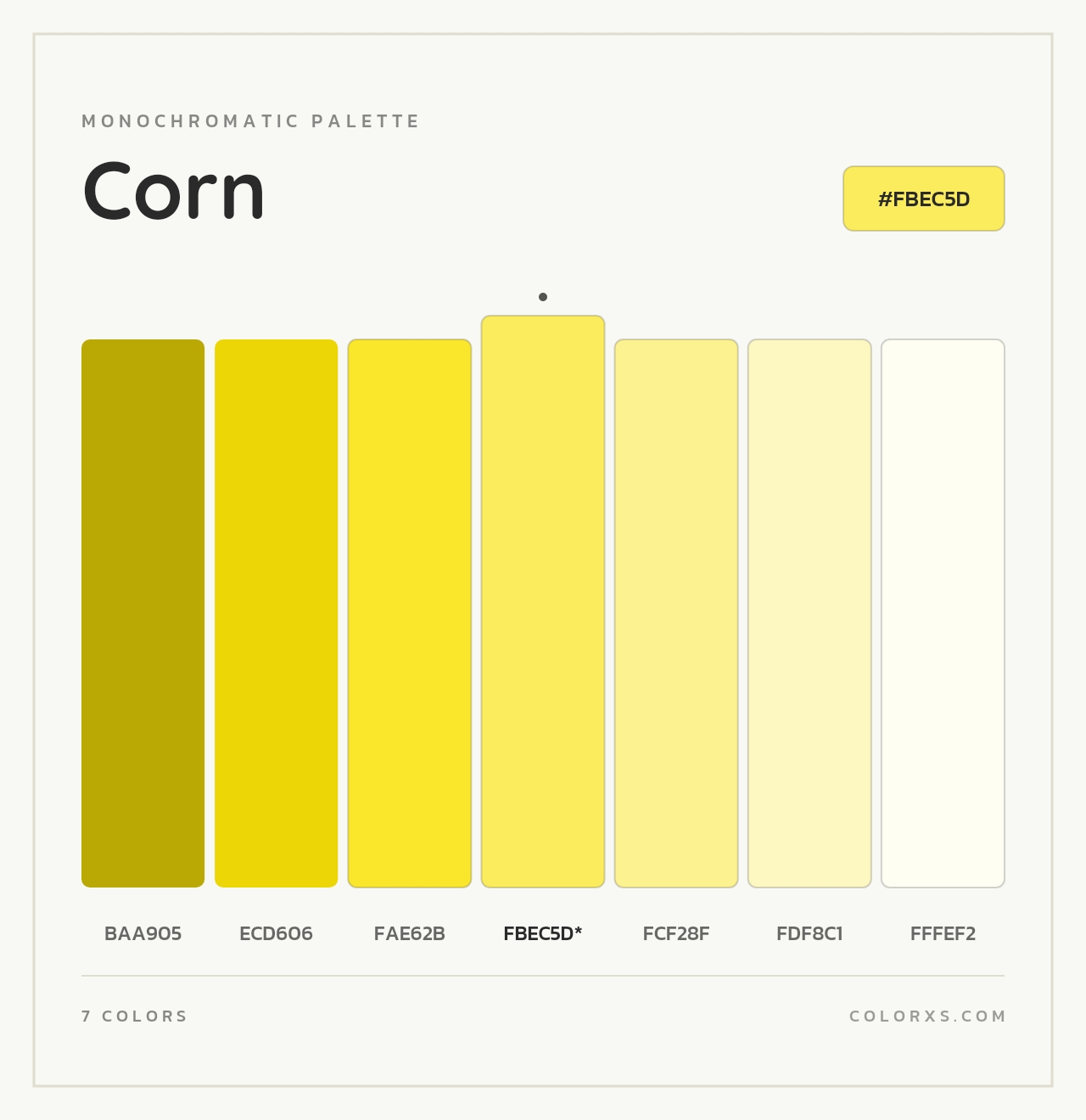 Corn - Monochromatic Color Palette