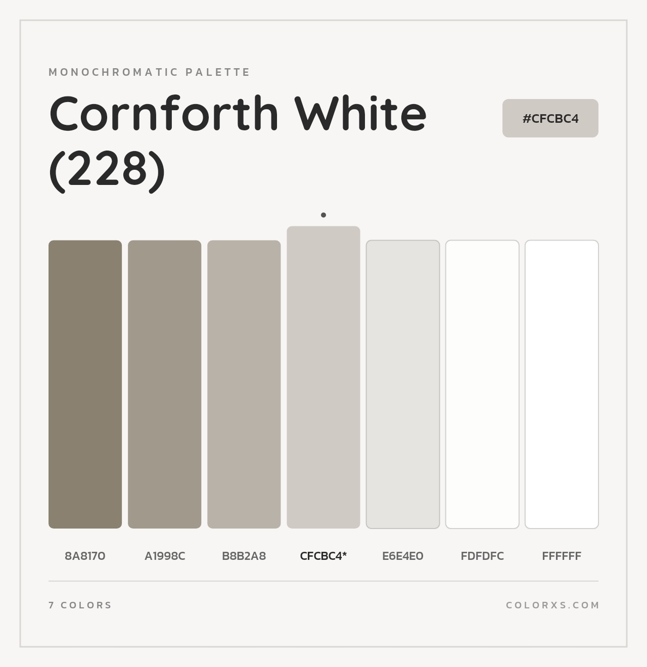 Cornforth White (228) - Monochromatic Color Palette