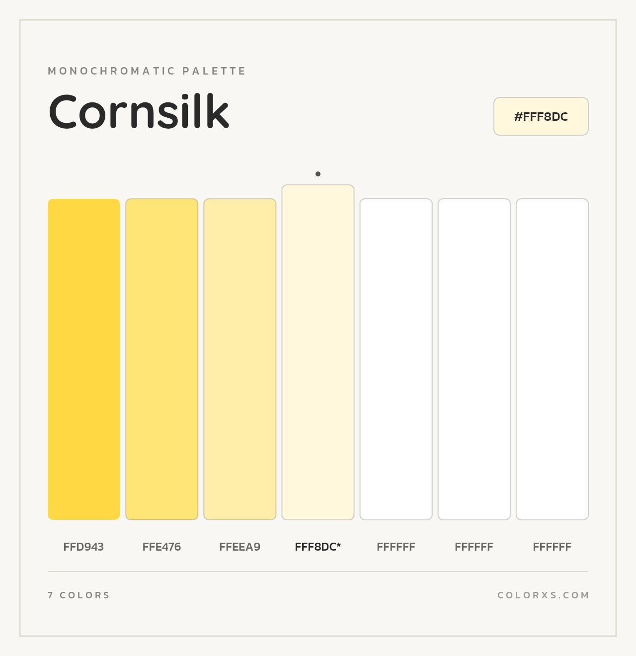 Cornsilk - Monochromatic Color Palette