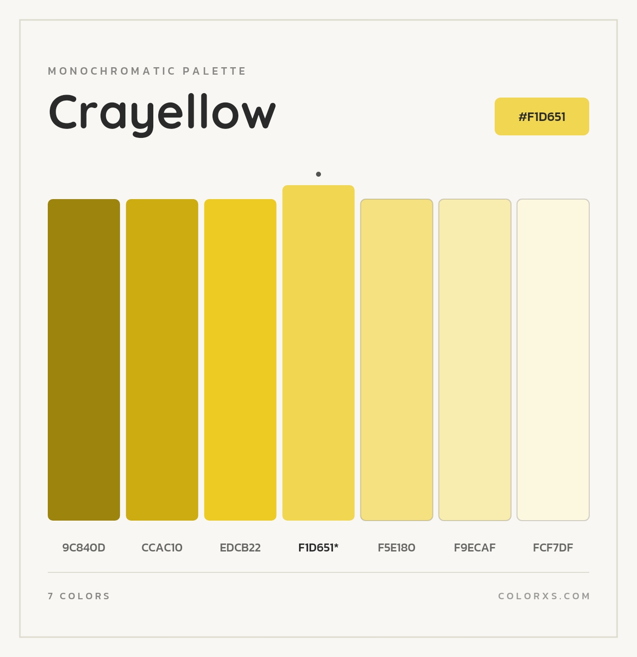 Crayellow - Monochromatic Color Palette