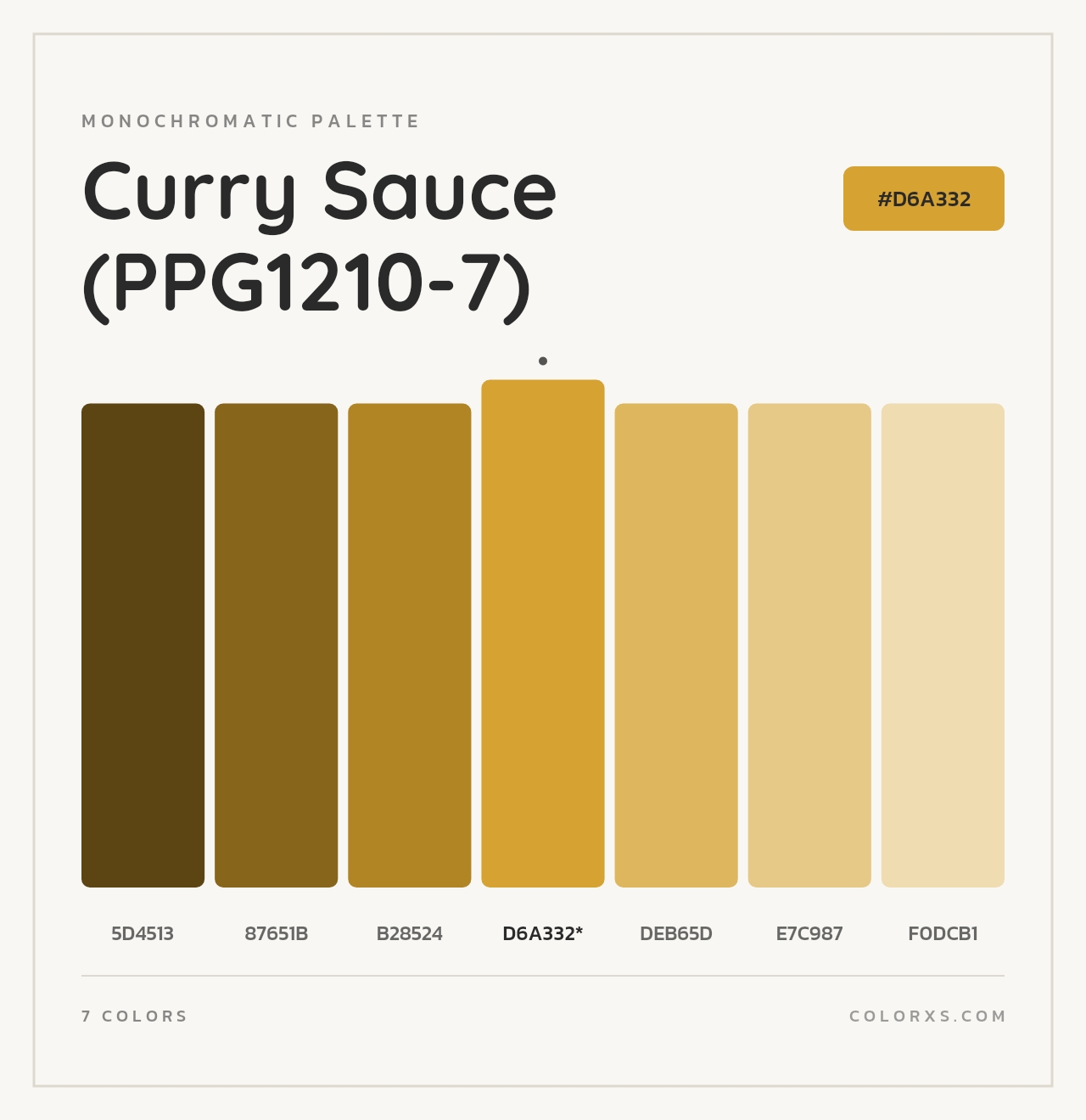 Curry Sauce (PPG1210-7) - Monochromatic Color Palette