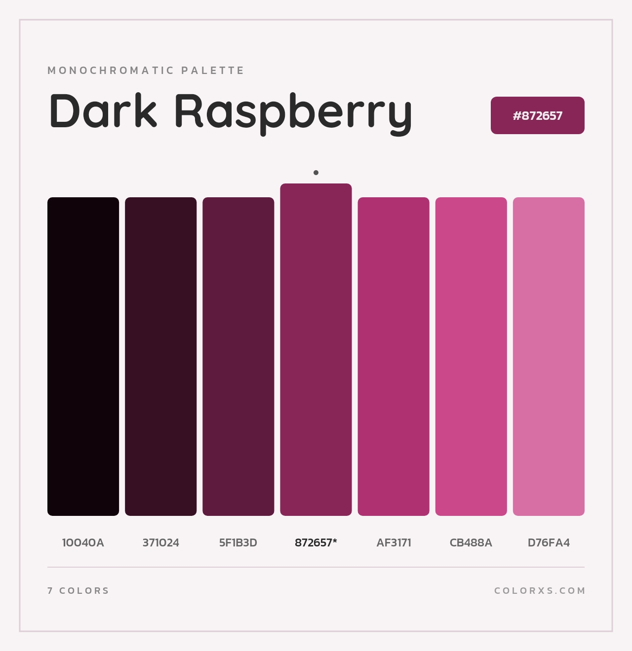 Dark Raspberry - Monochromatic Color Palette