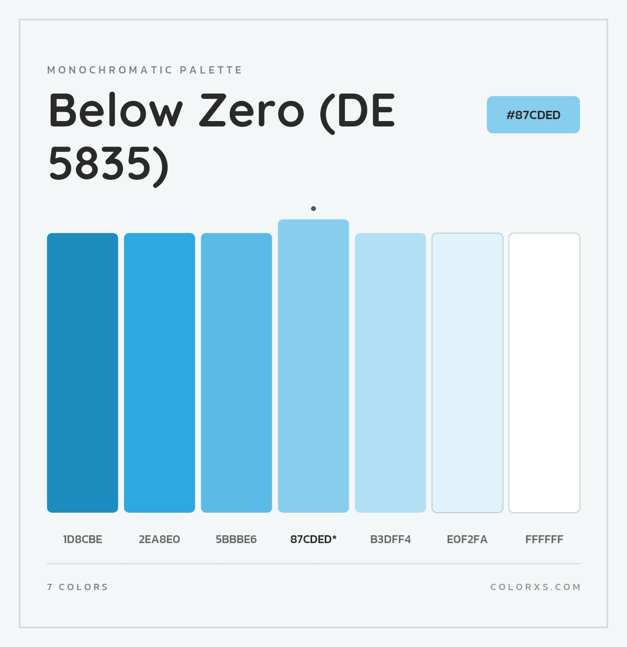Below Zero (DE 5835) - Monochromatic Color Palette