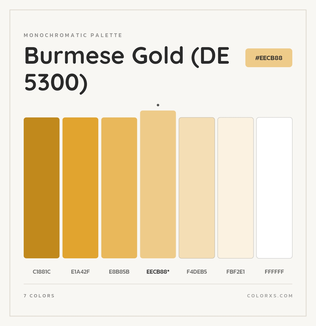 Burmese Gold (DE 5300) - Monochromatic Color Palette