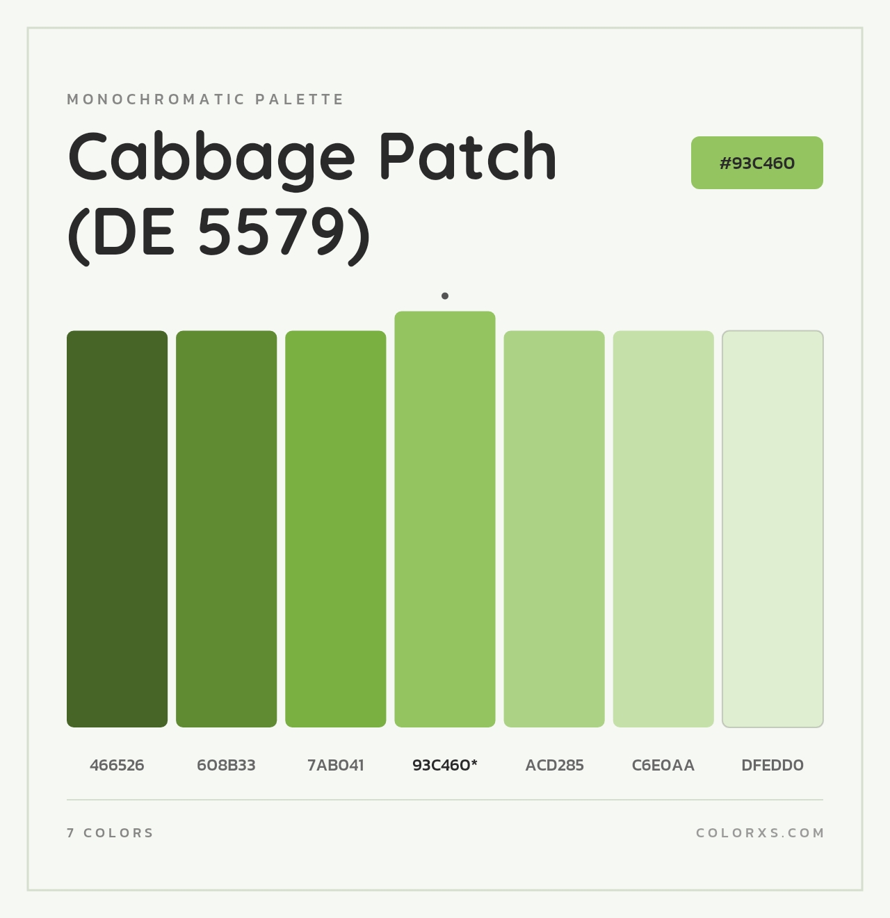 Cabbage Patch (DE 5579) - Monochromatic Color Palette