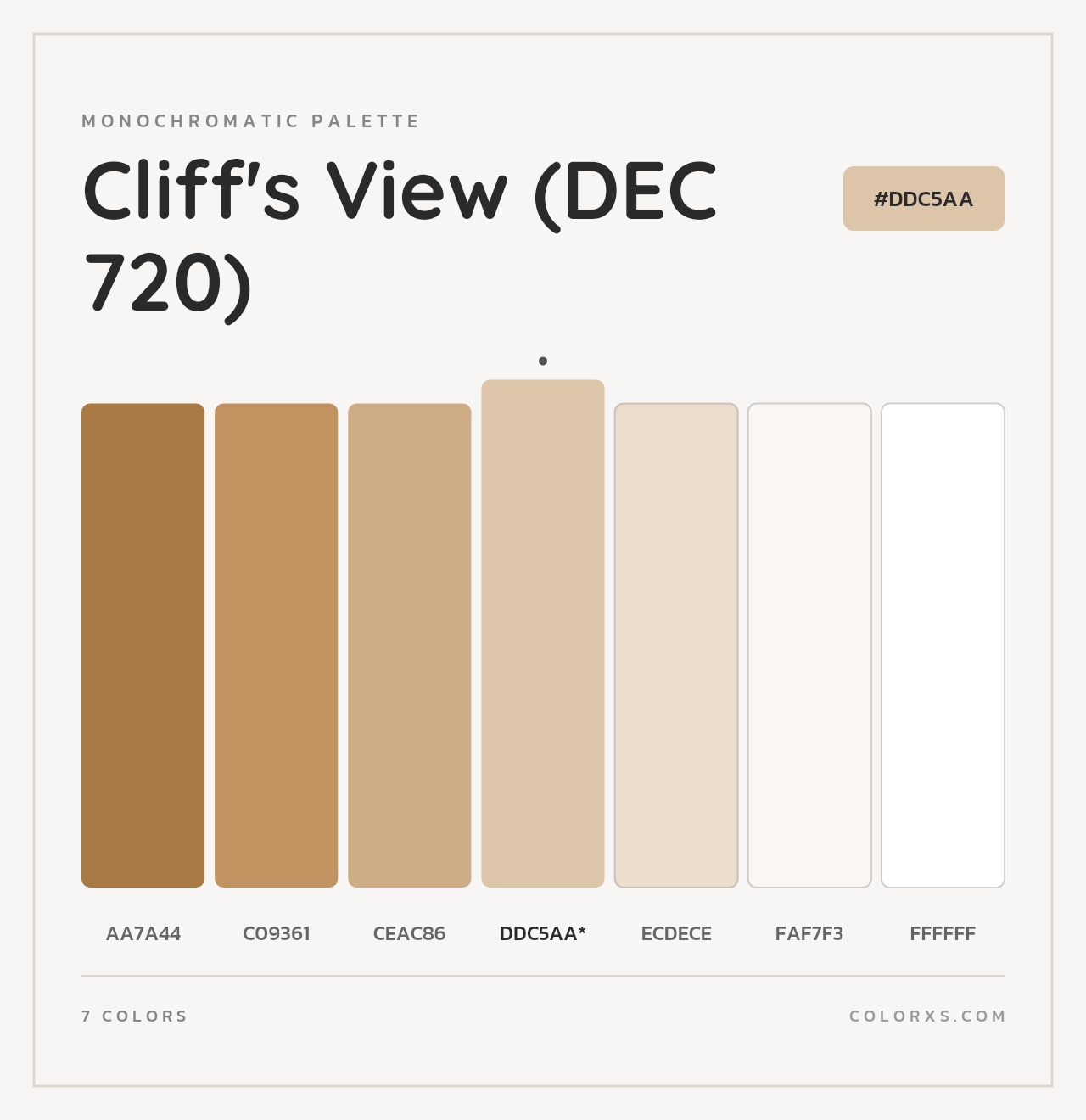 Cliff's View (DEC 720) - Monochromatic Color Palette