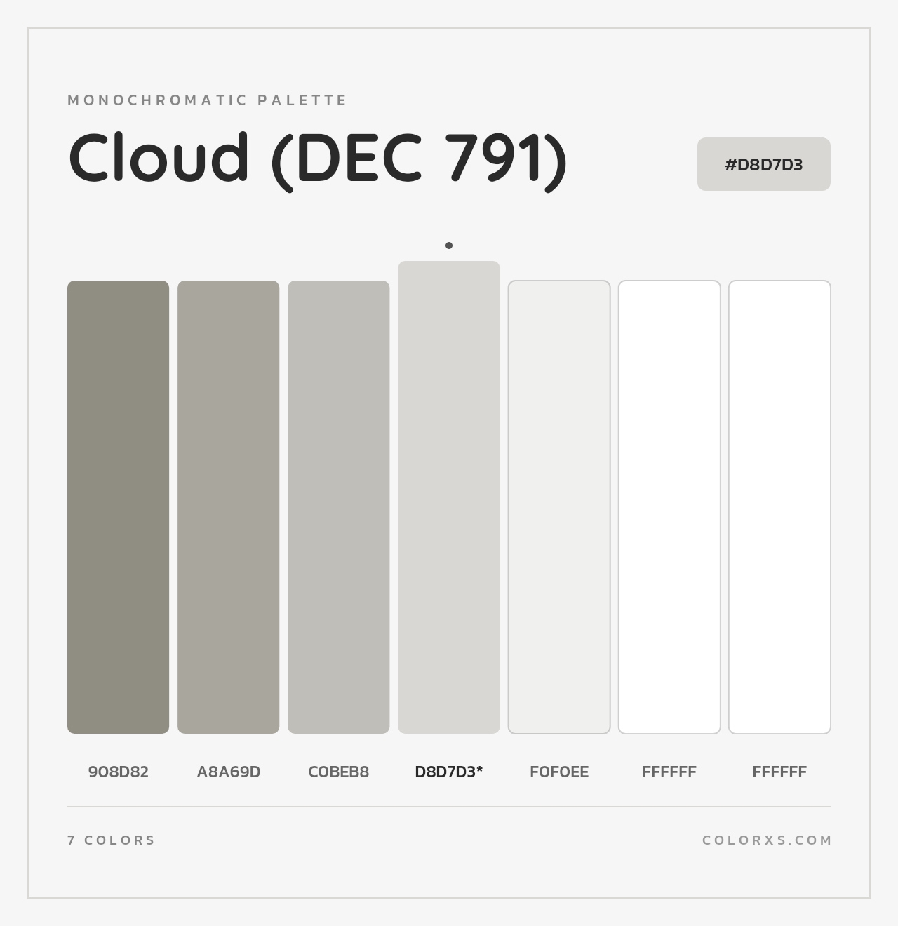 Cloud (DEC 791) - Monochromatic Color Palette