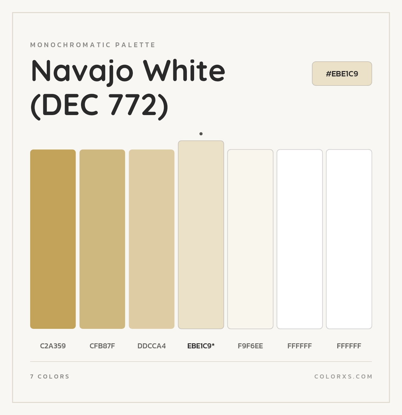 Navajo White (DEC 772) - Monochromatic Color Palette
