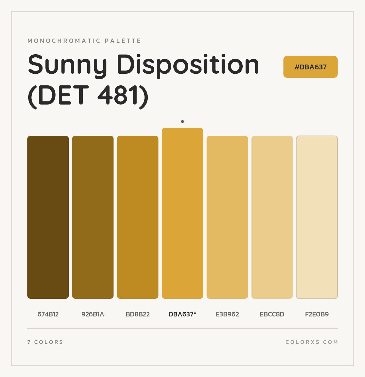 Sunny Disposition (DET 481) - Monochromatic Color Palette