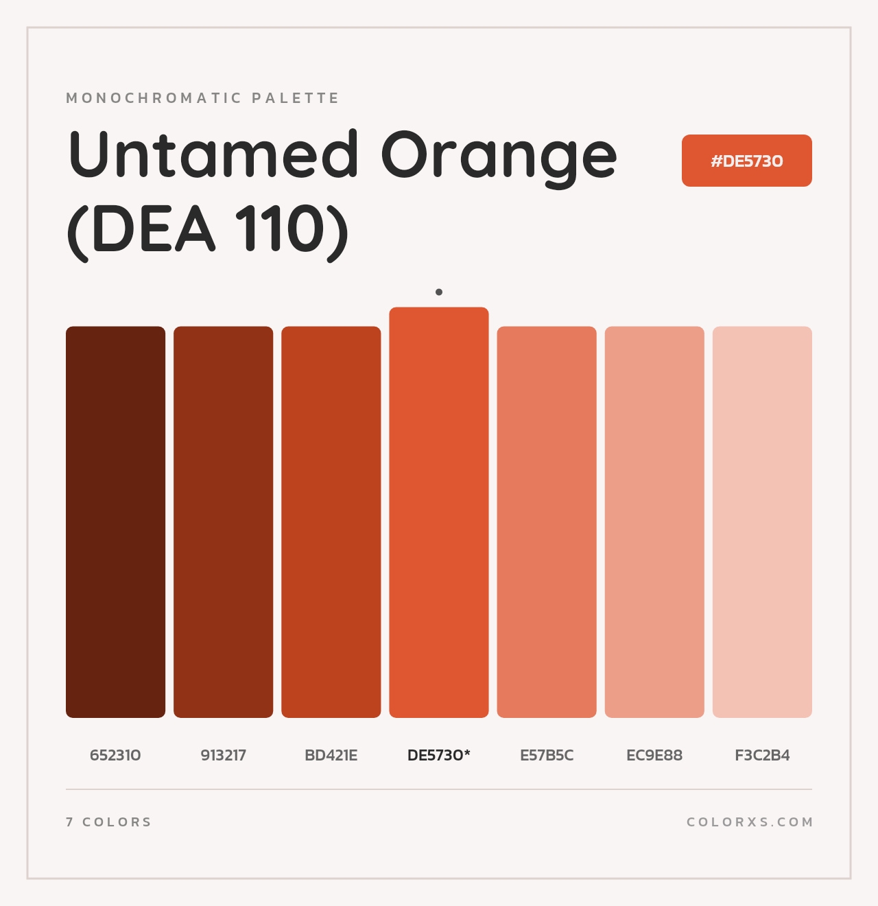 Untamed Orange (DEA 110) - Monochromatic Color Palette
