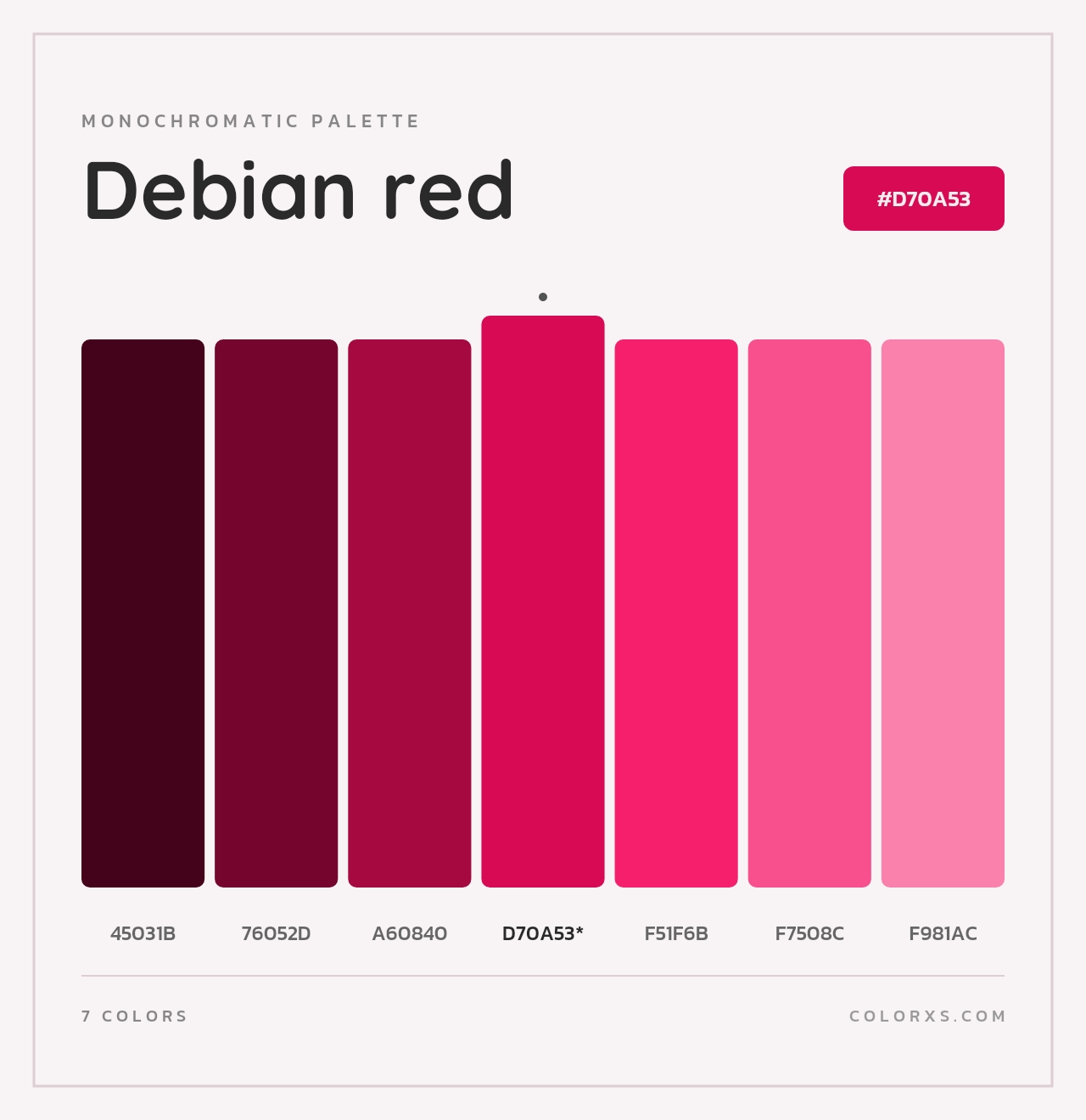 Debian red - Monochromatic Color Palette