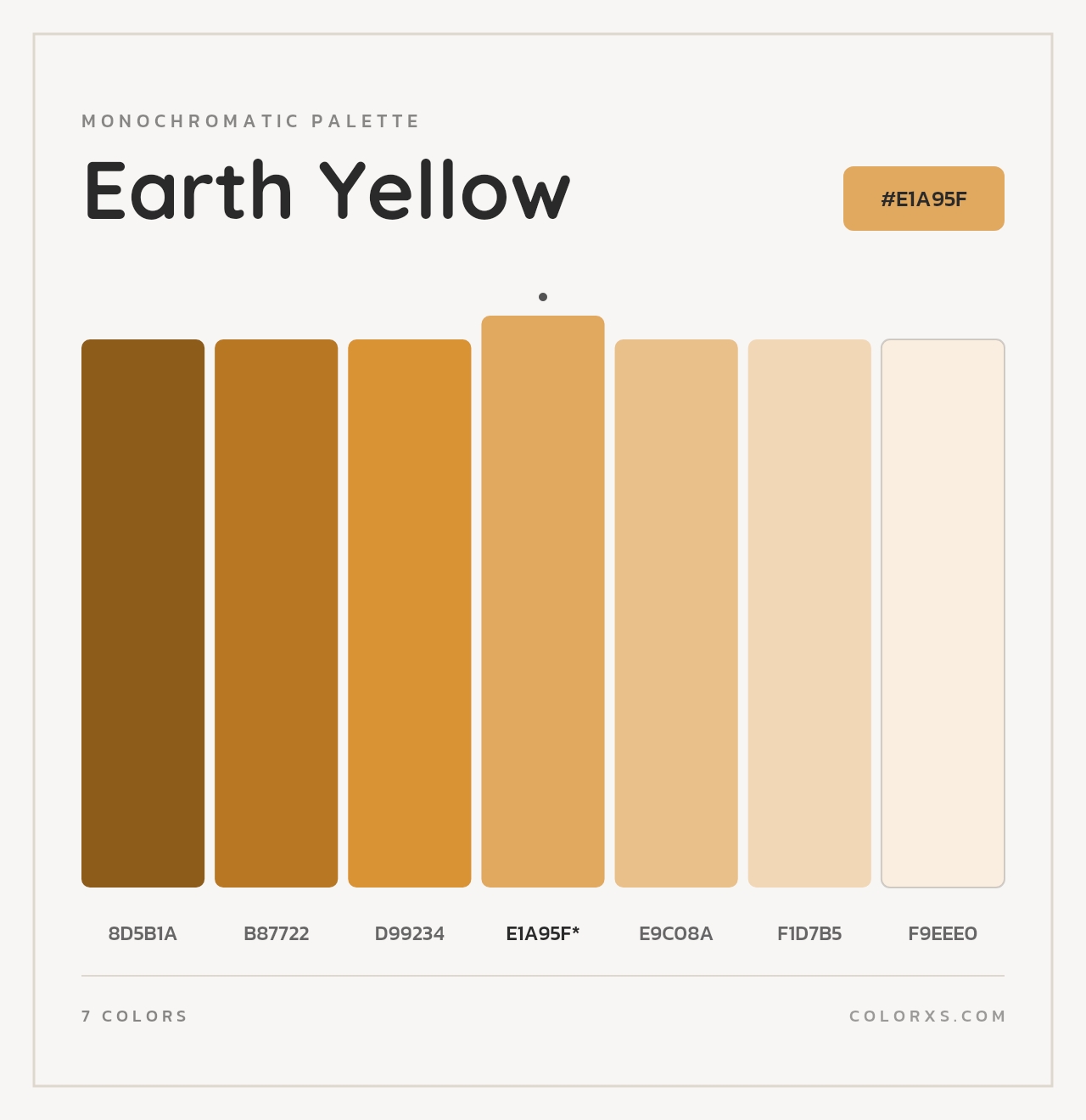 Earth Yellow - Monochromatic Color Palette
