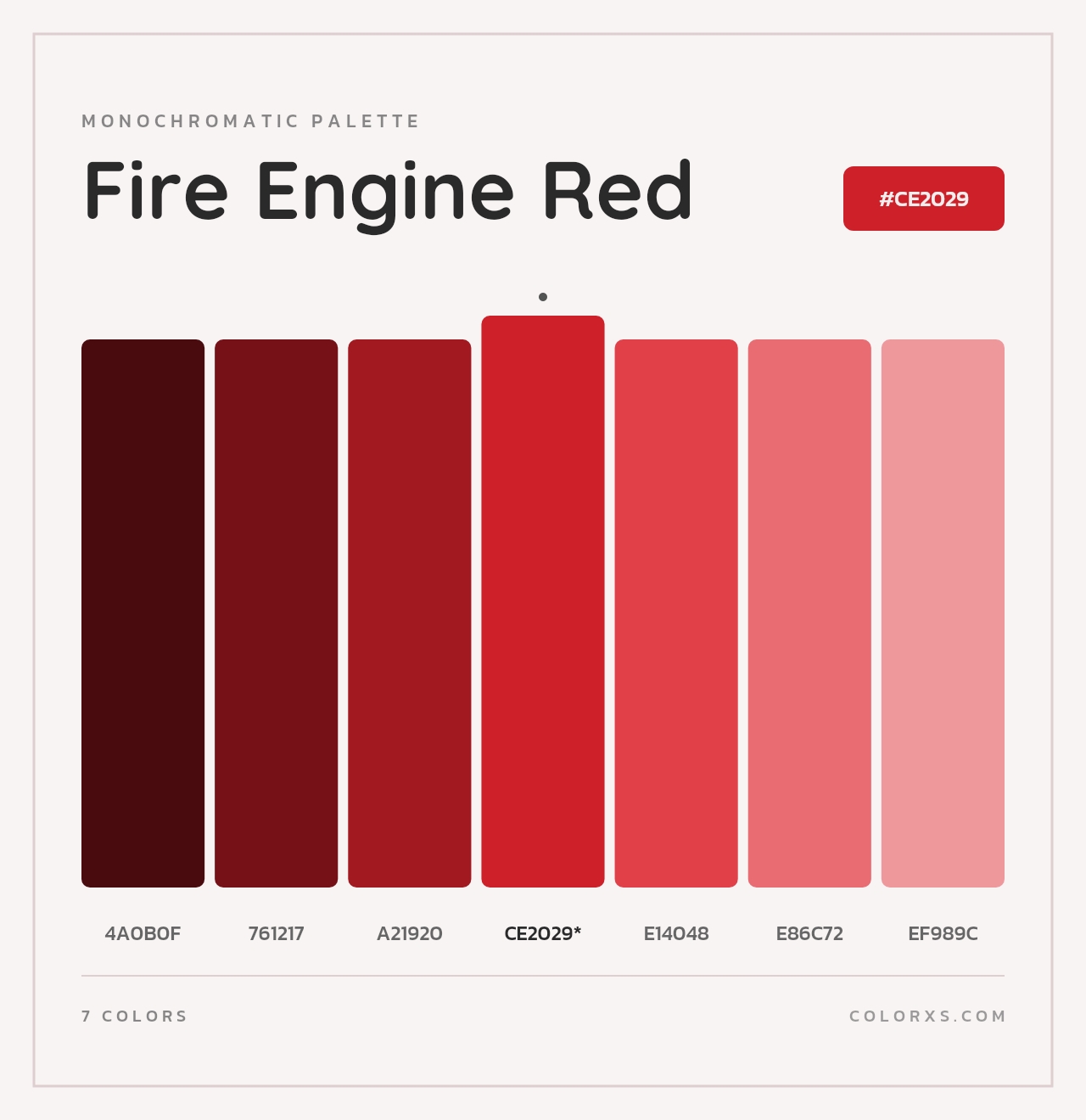 Fire Engine Red - Monochromatic Color Palette