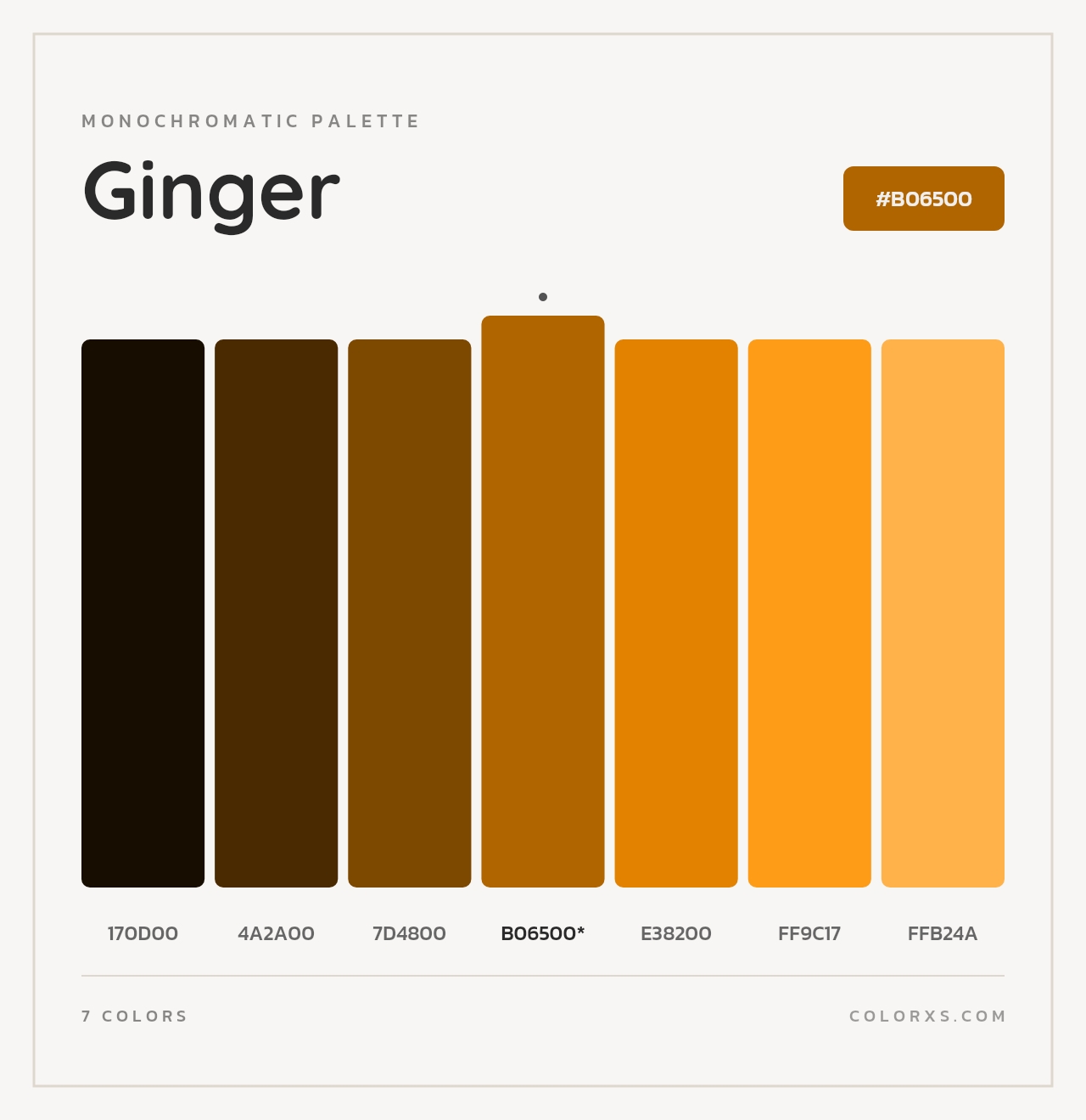 Ginger - Monochromatic Color Palette