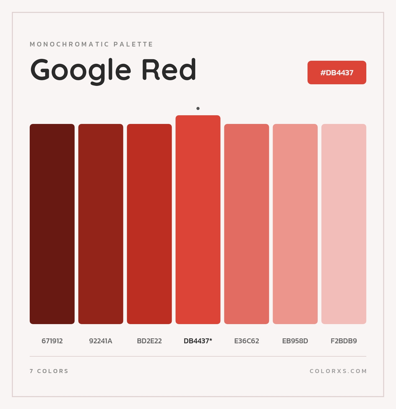 Google Red - Monochromatic Color Palette