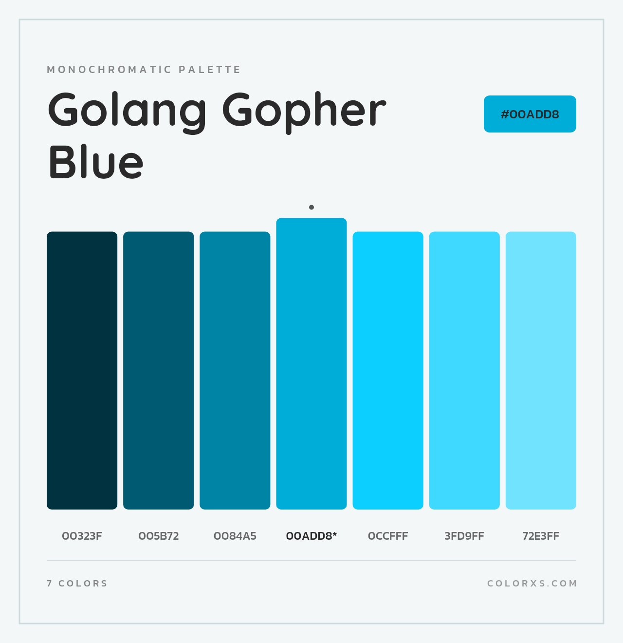 Golang Gopher Blue - Monochromatic Color Palette