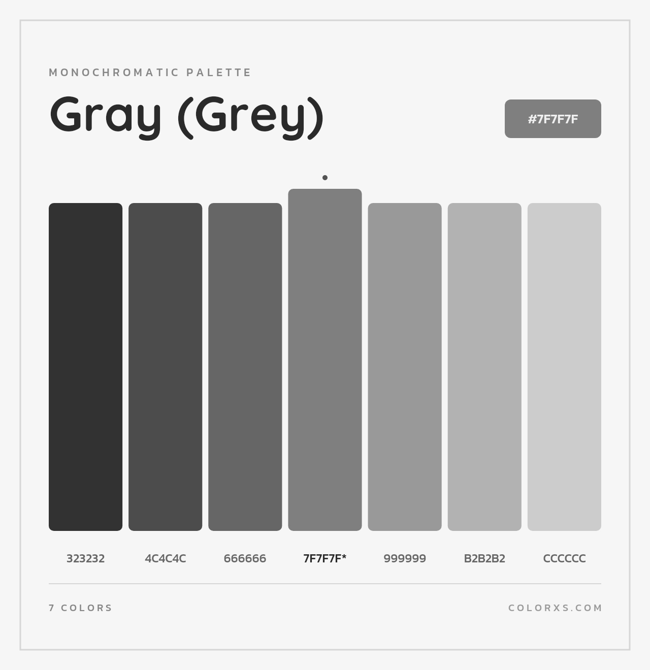 Gray (Grey) - Monochromatic Color Palette