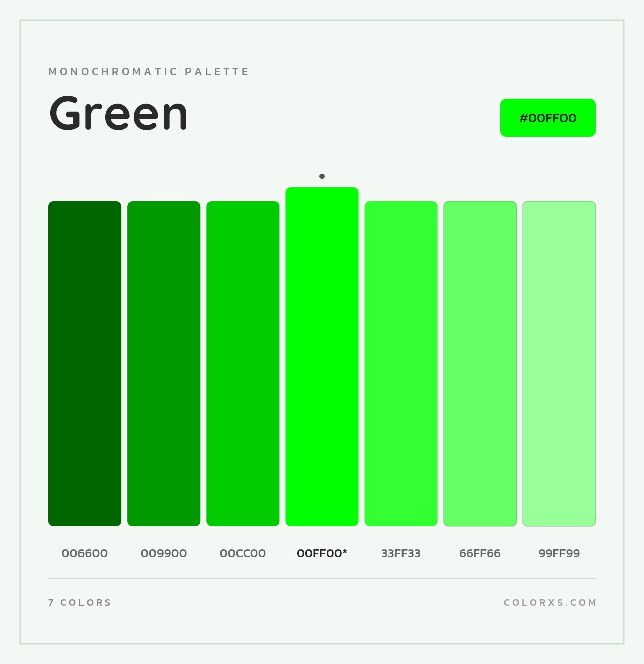 Green - Monochromatic Color Palette