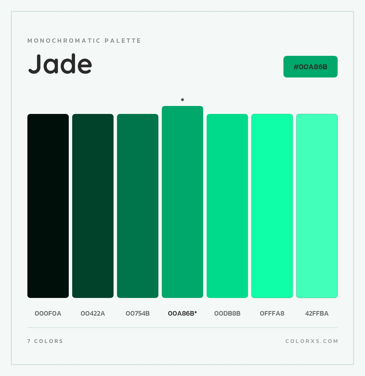 Jade - Monochromatic Color Palette