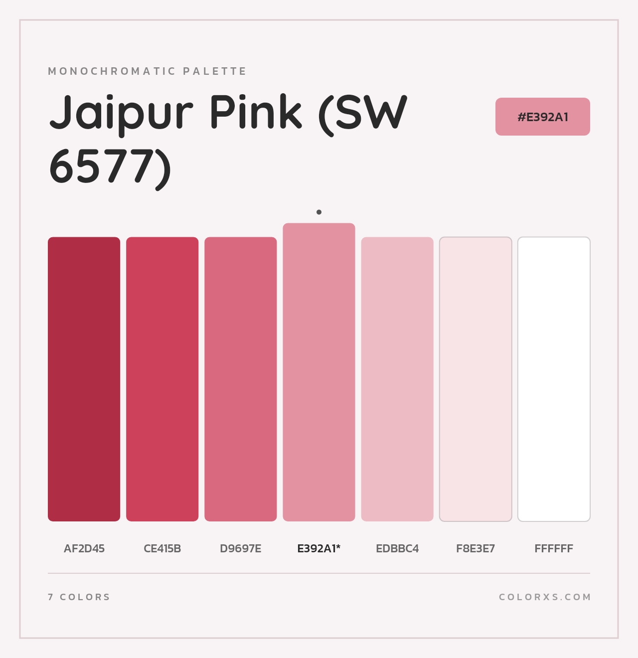 Jaipur Pink (SW 6577) - Monochromatic Color Palette