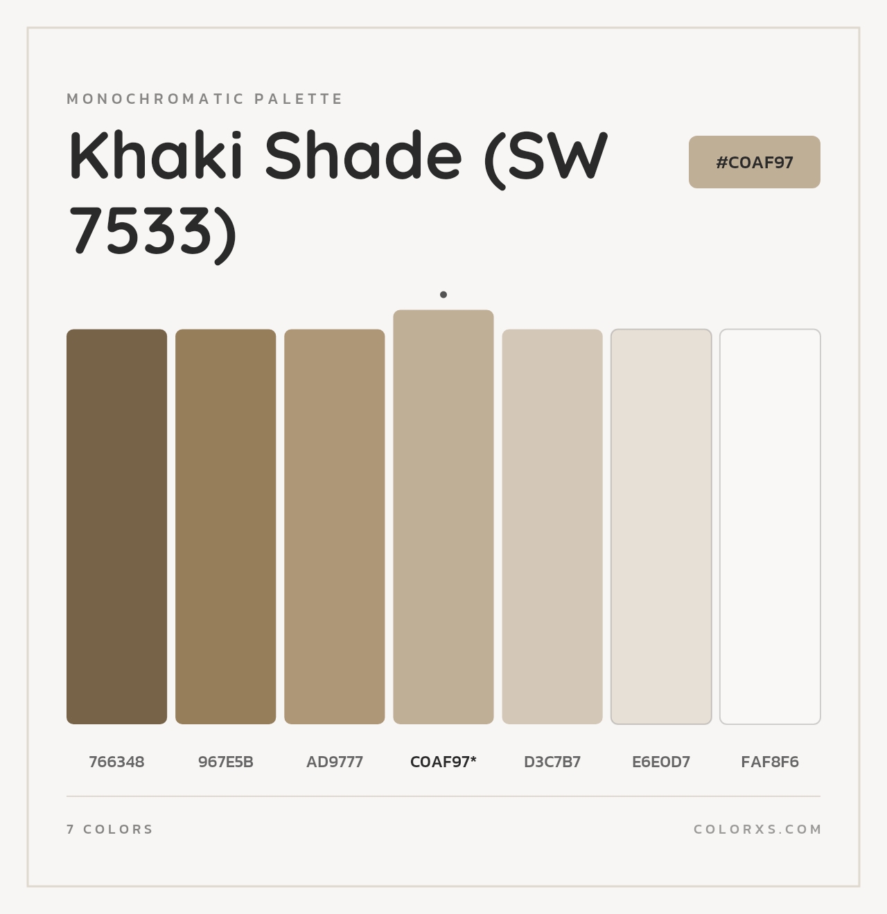 Khaki Shade (SW 7533) - Monochromatic Color Palette