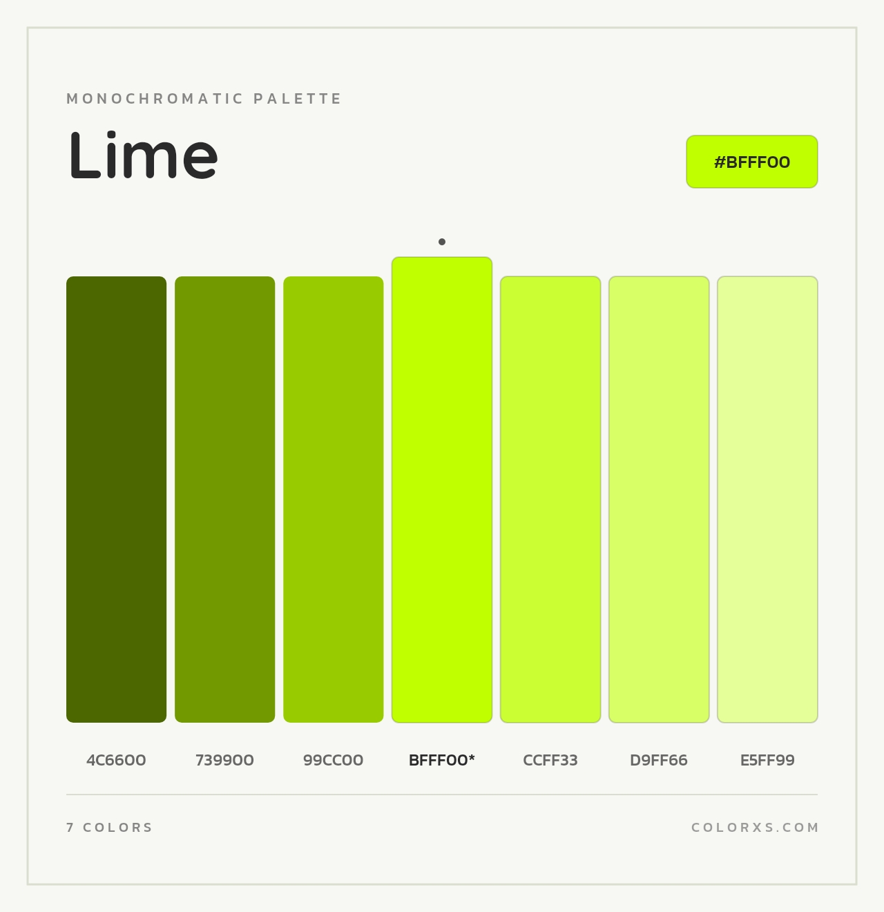 Lime - Monochromatic Color Palette