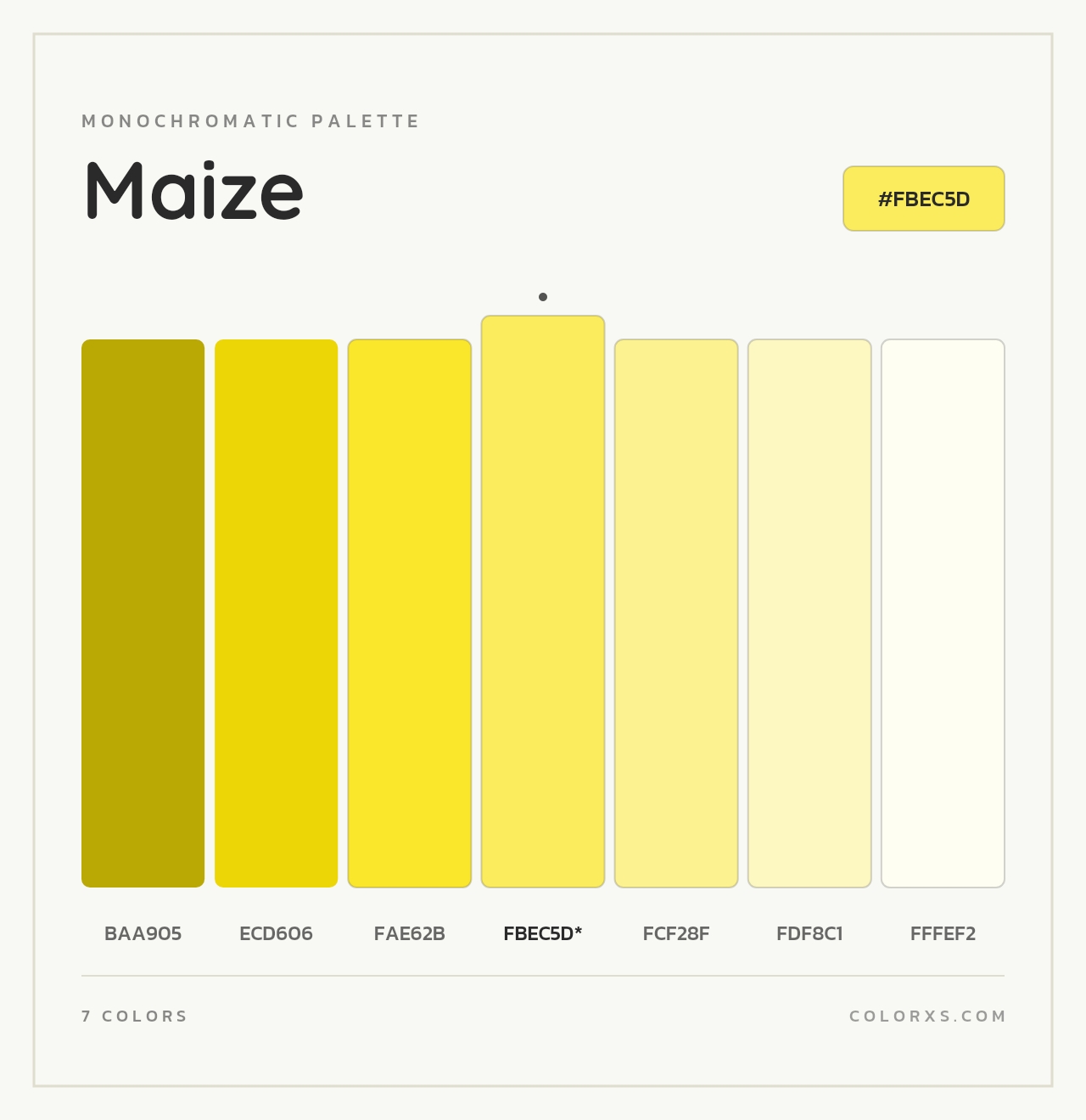 Maize - Monochromatic Color Palette