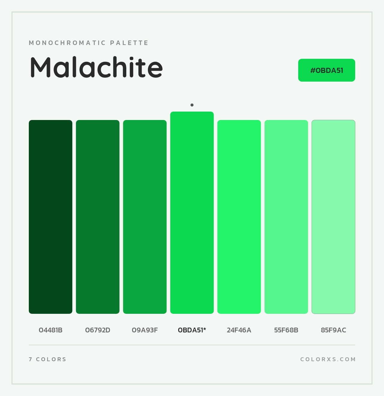 Malachite - Monochromatic Color Palette