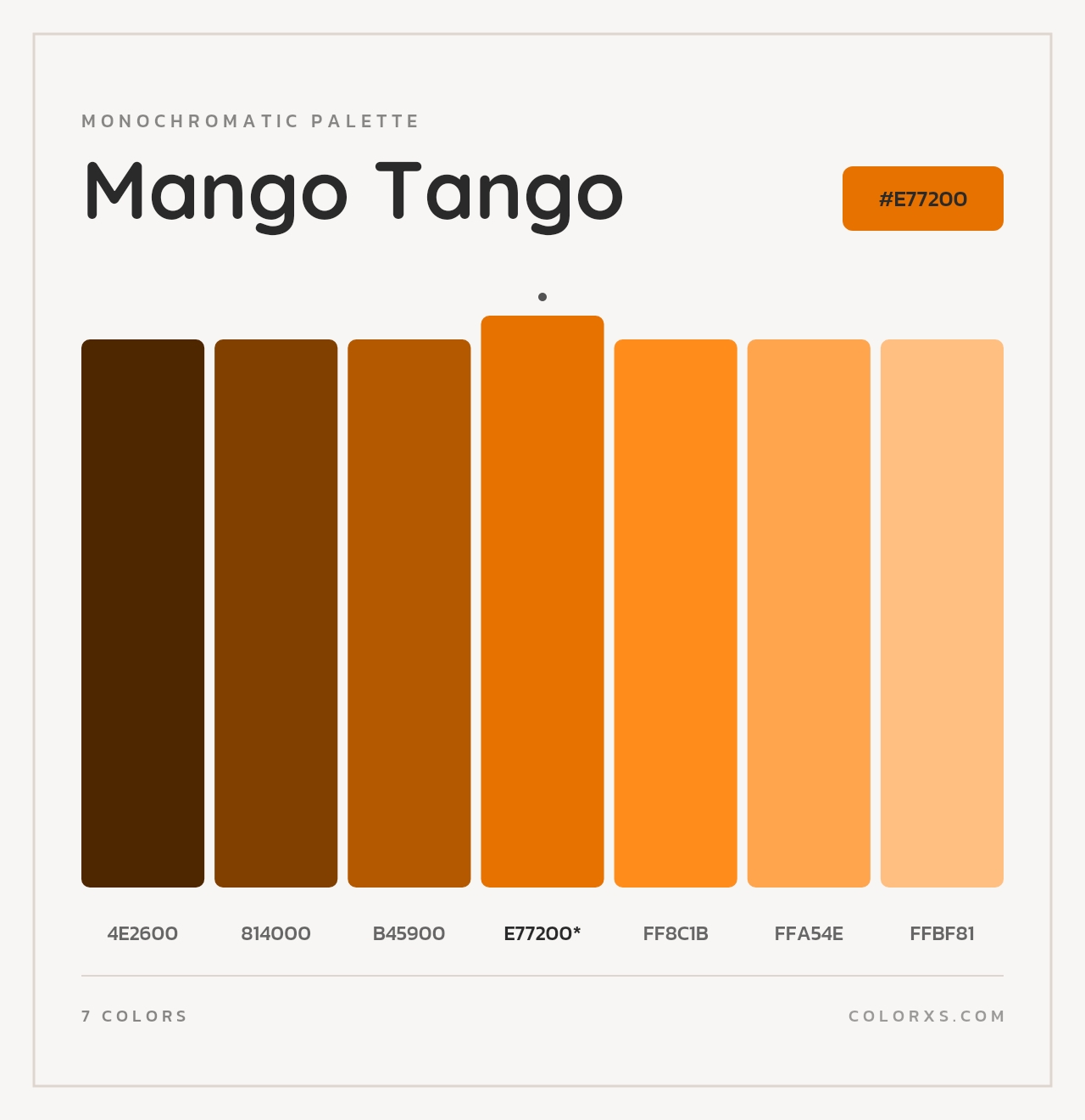 Mango Tango - Monochromatic Color Palette
