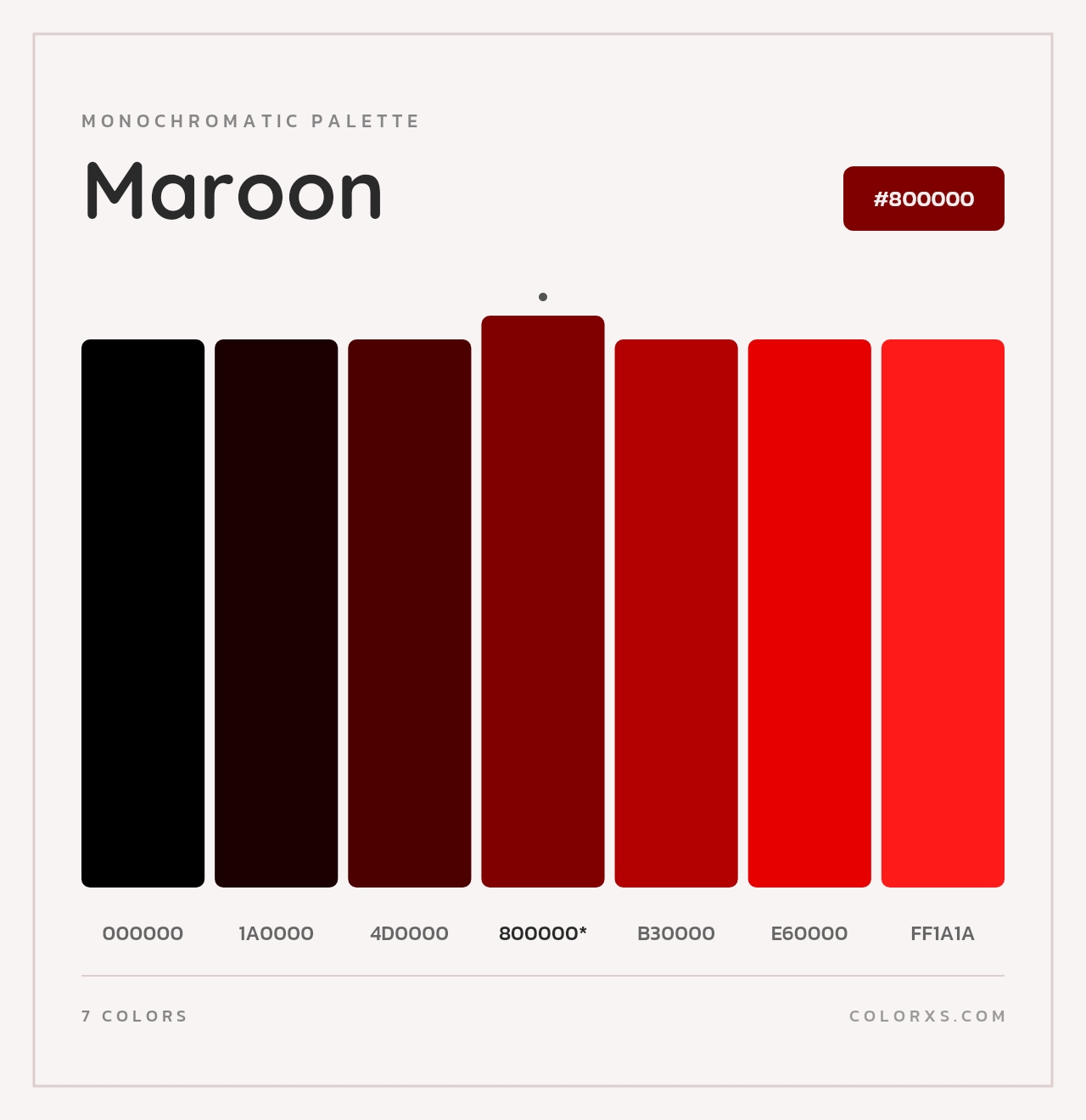 Maroon - Monochromatic Color Palette