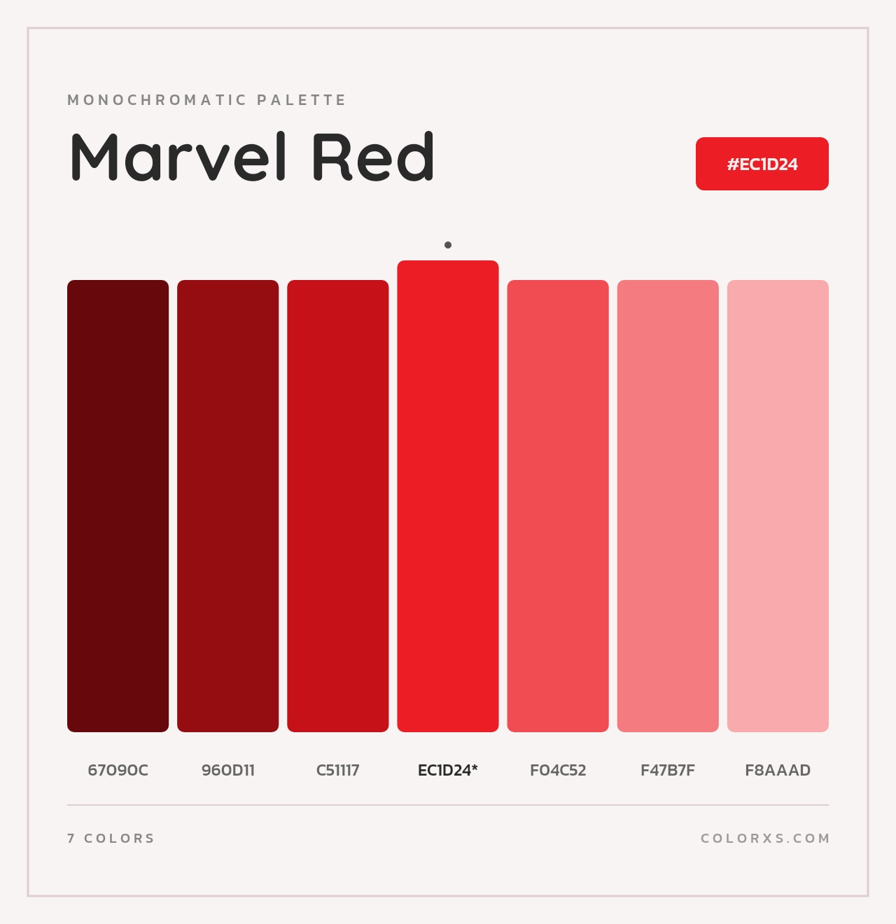 Marvel Red - Monochromatic Color Palette