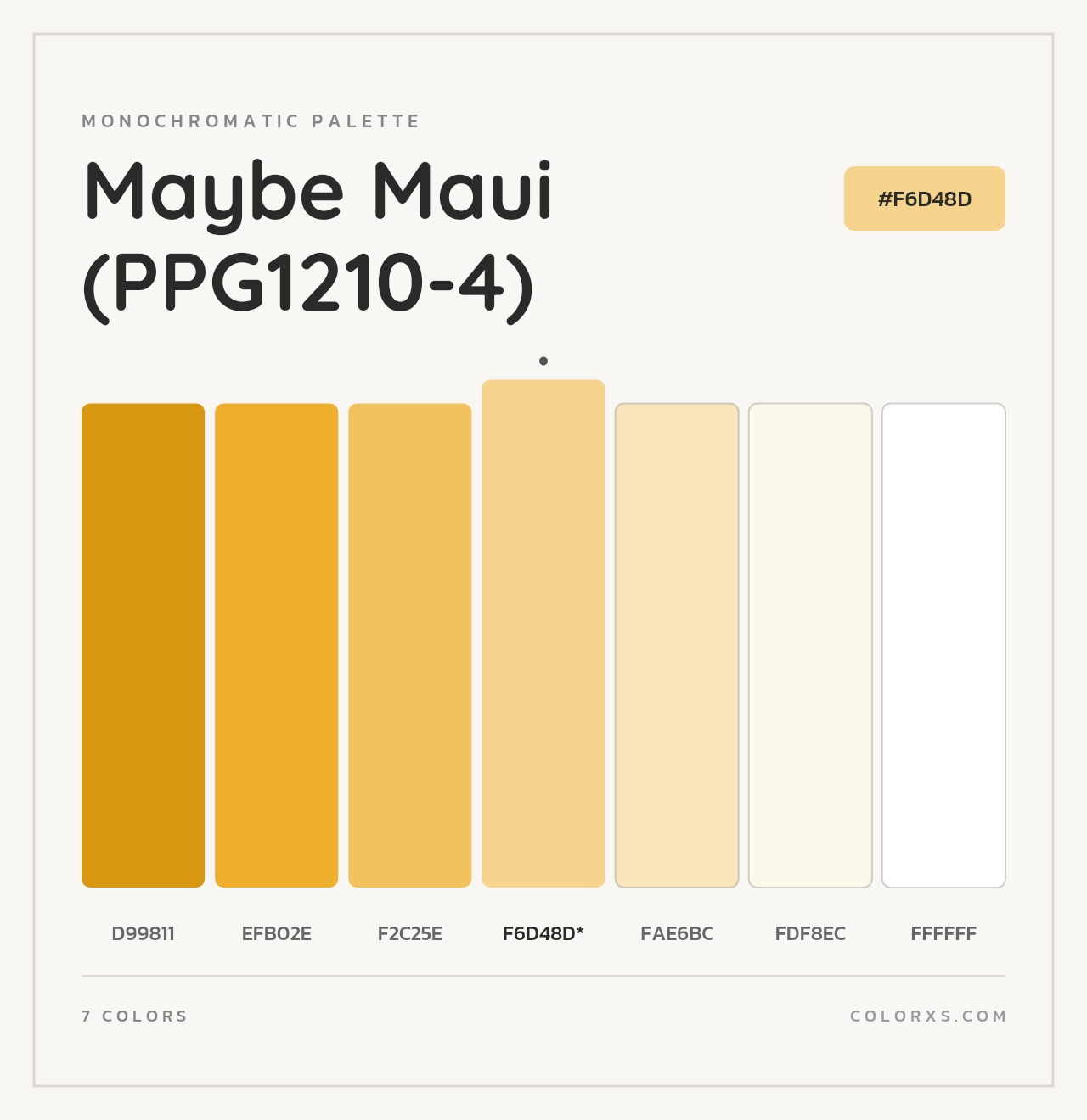 Maybe Maui (PPG1210-4) - Monochromatic Color Palette