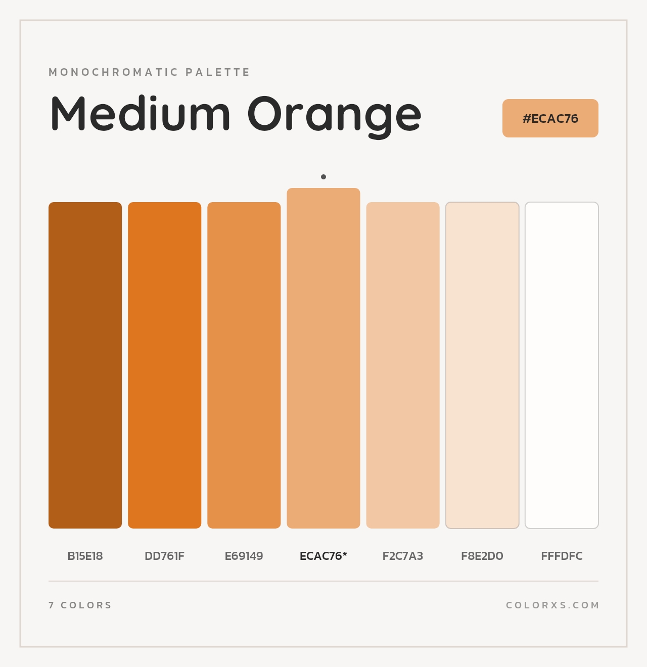 Medium Orange - Monochromatic Color Palette
