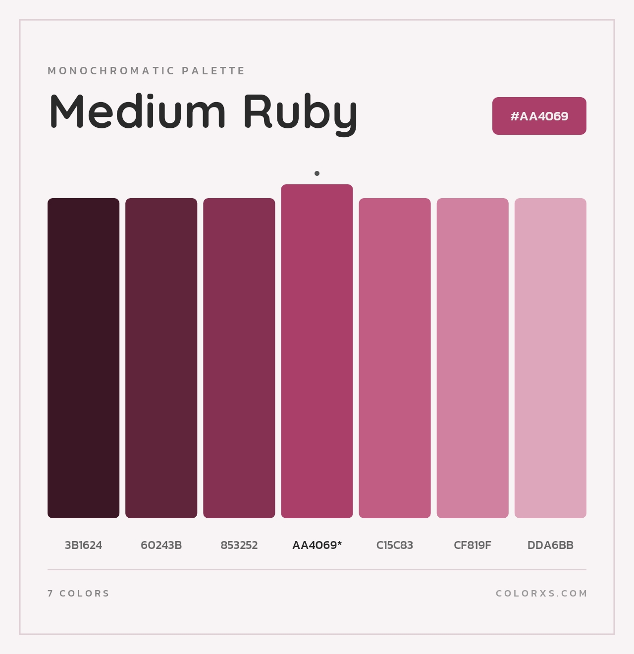 Medium Ruby - Monochromatic Color Palette