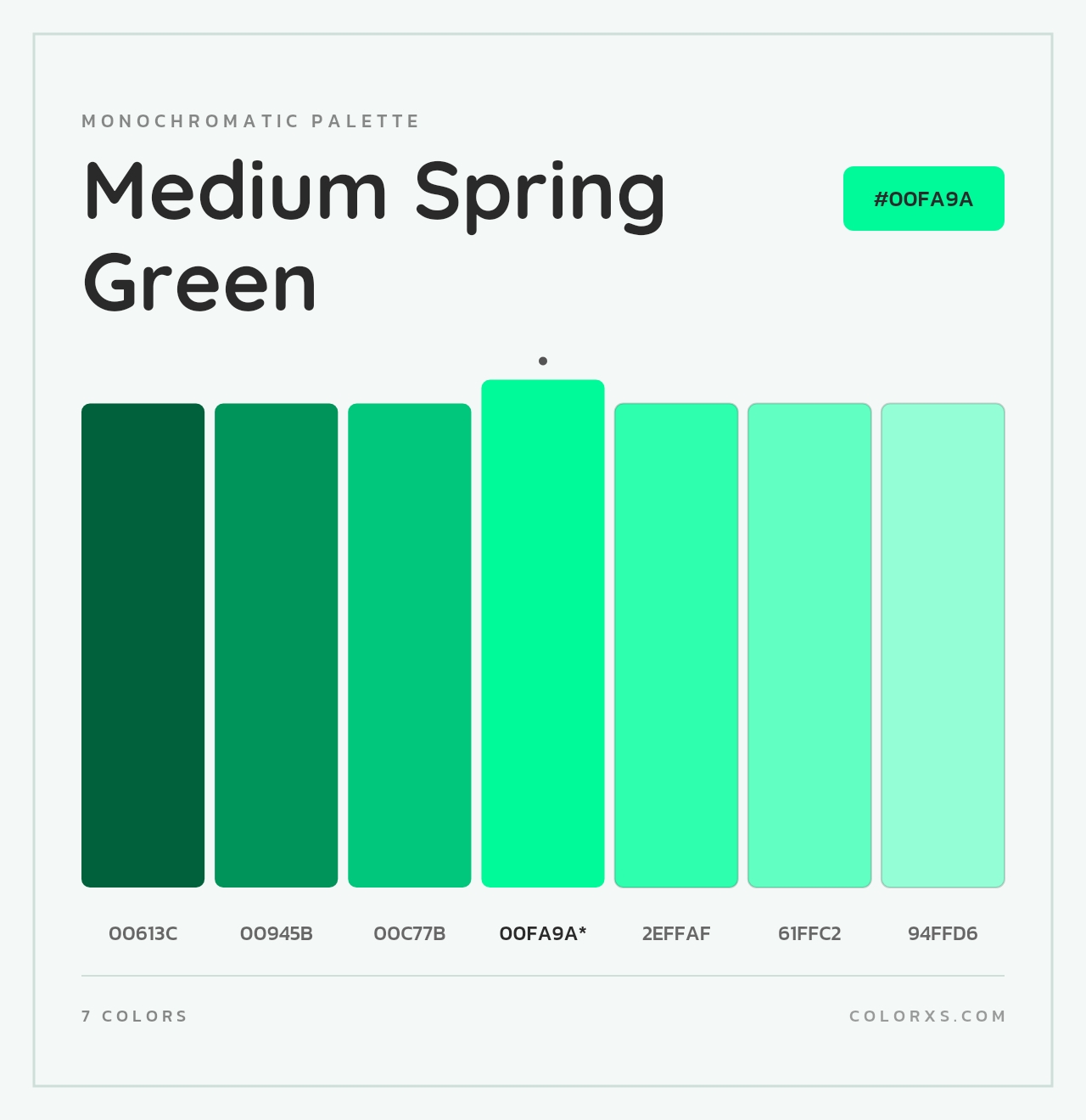 Medium Spring Green - Monochromatic Color Palette