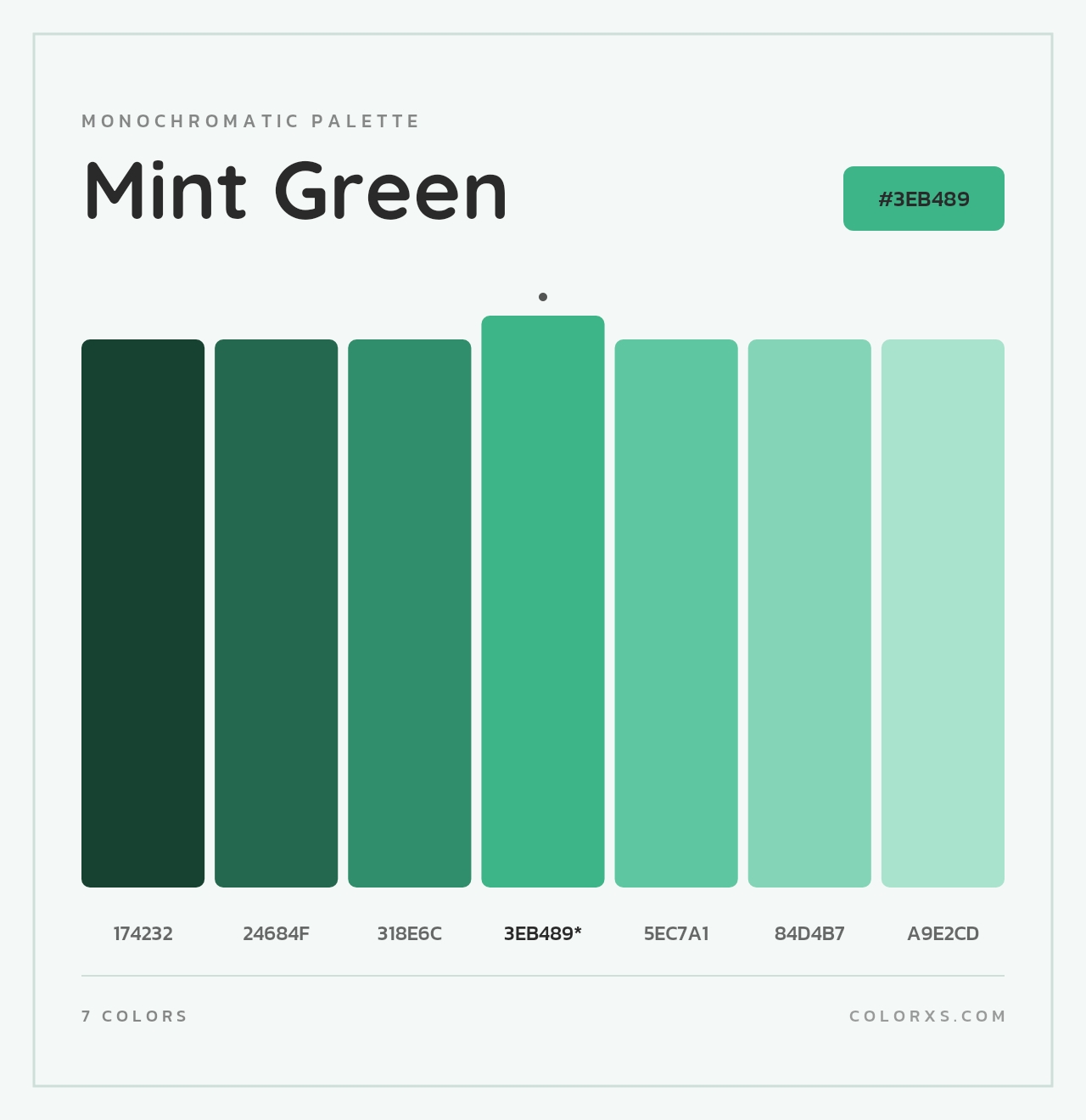 Mint Green - Monochromatic Color Palette