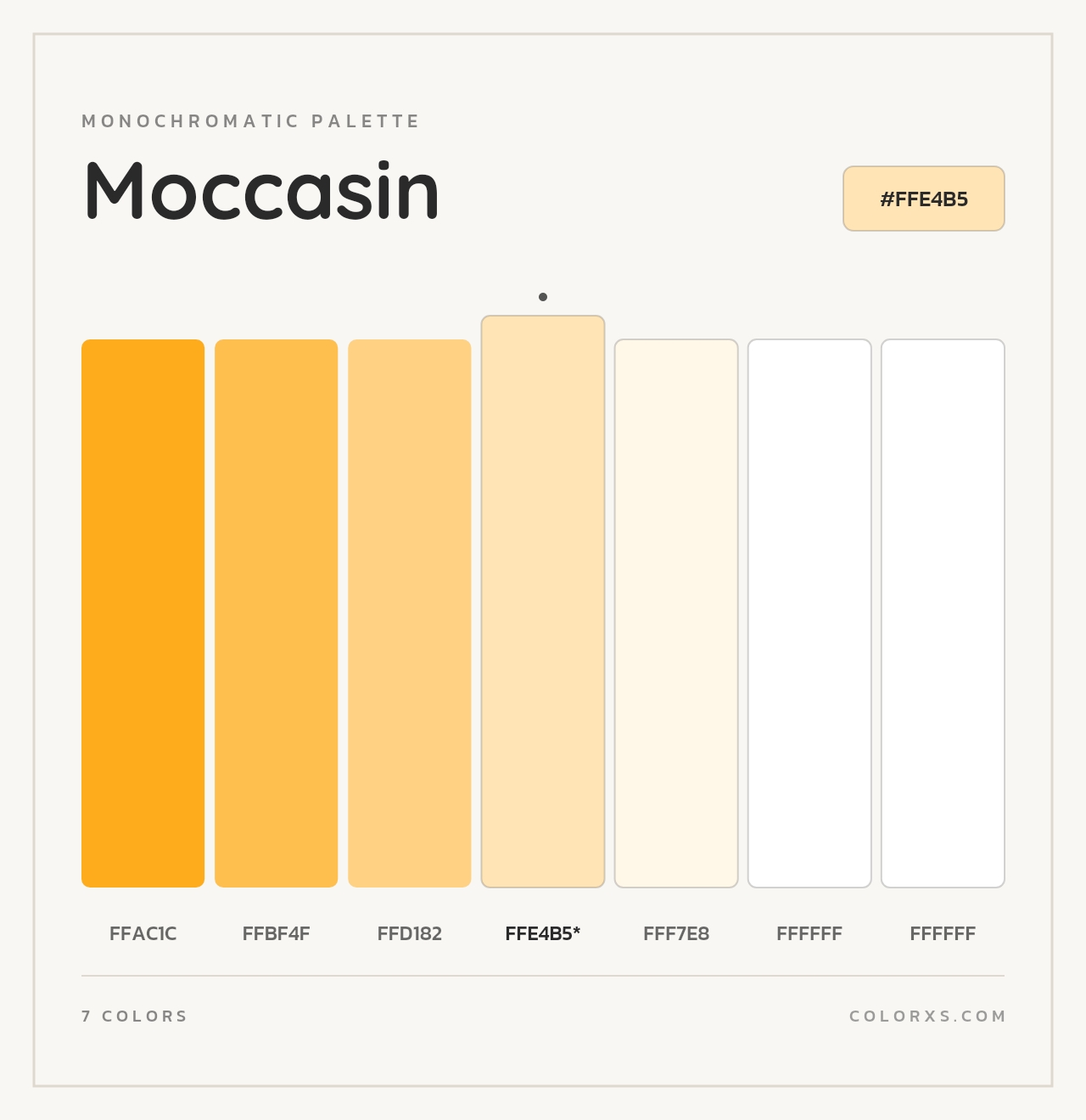 Moccasin - Monochromatic Color Palette