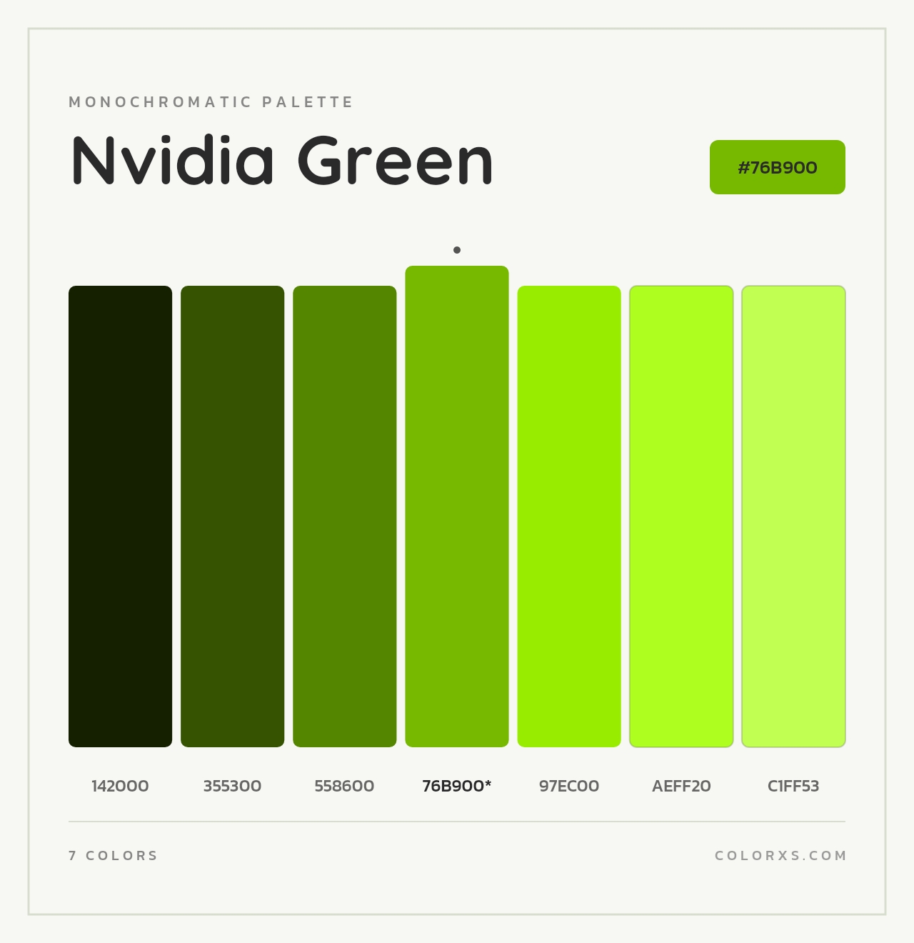 Nvidia Green - Monochromatic Color Palette
