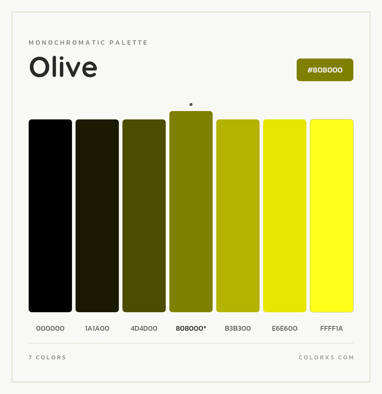 Olive - Monochromatic Color Palette