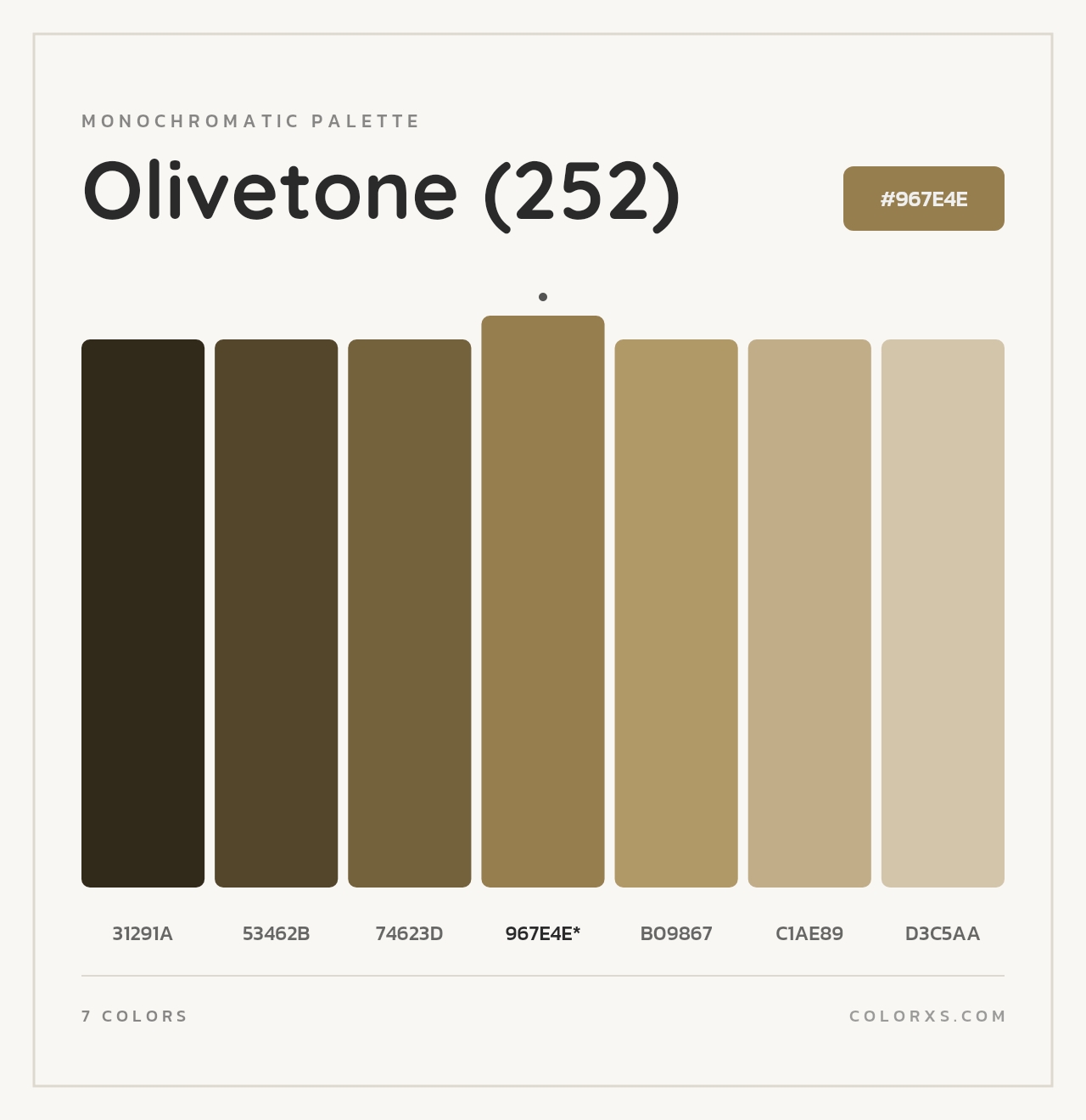 Olivetone (252) - Monochromatic Color Palette