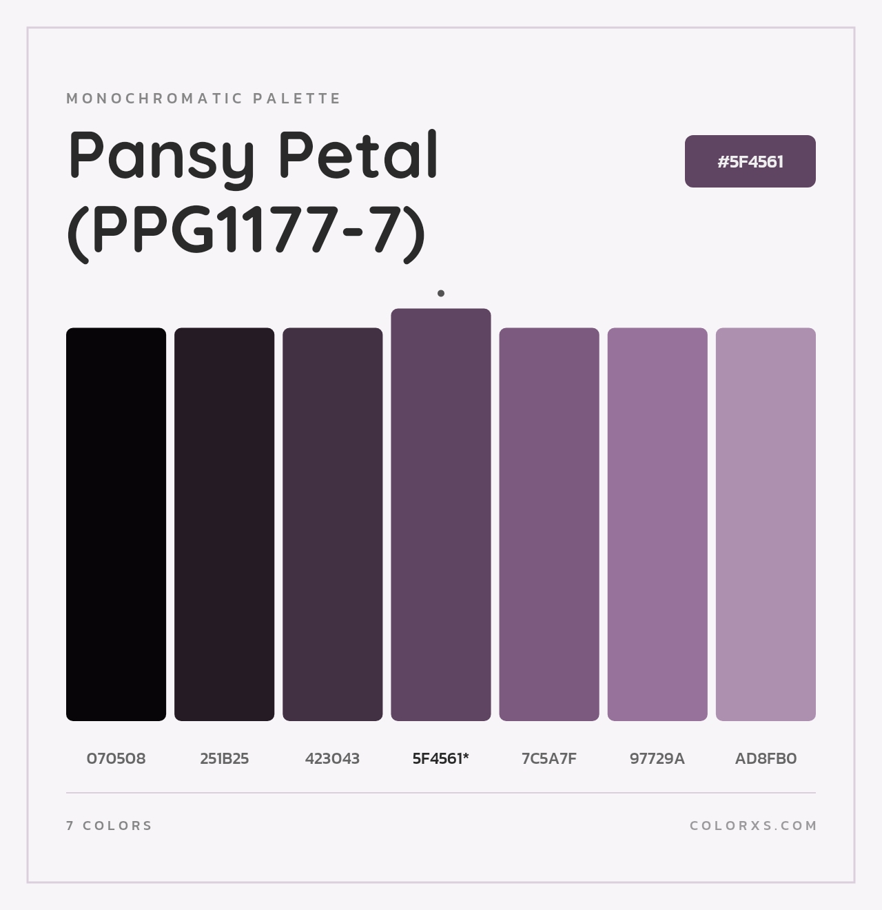 Pansy Petal (PPG1177-7) - Monochromatic Color Palette