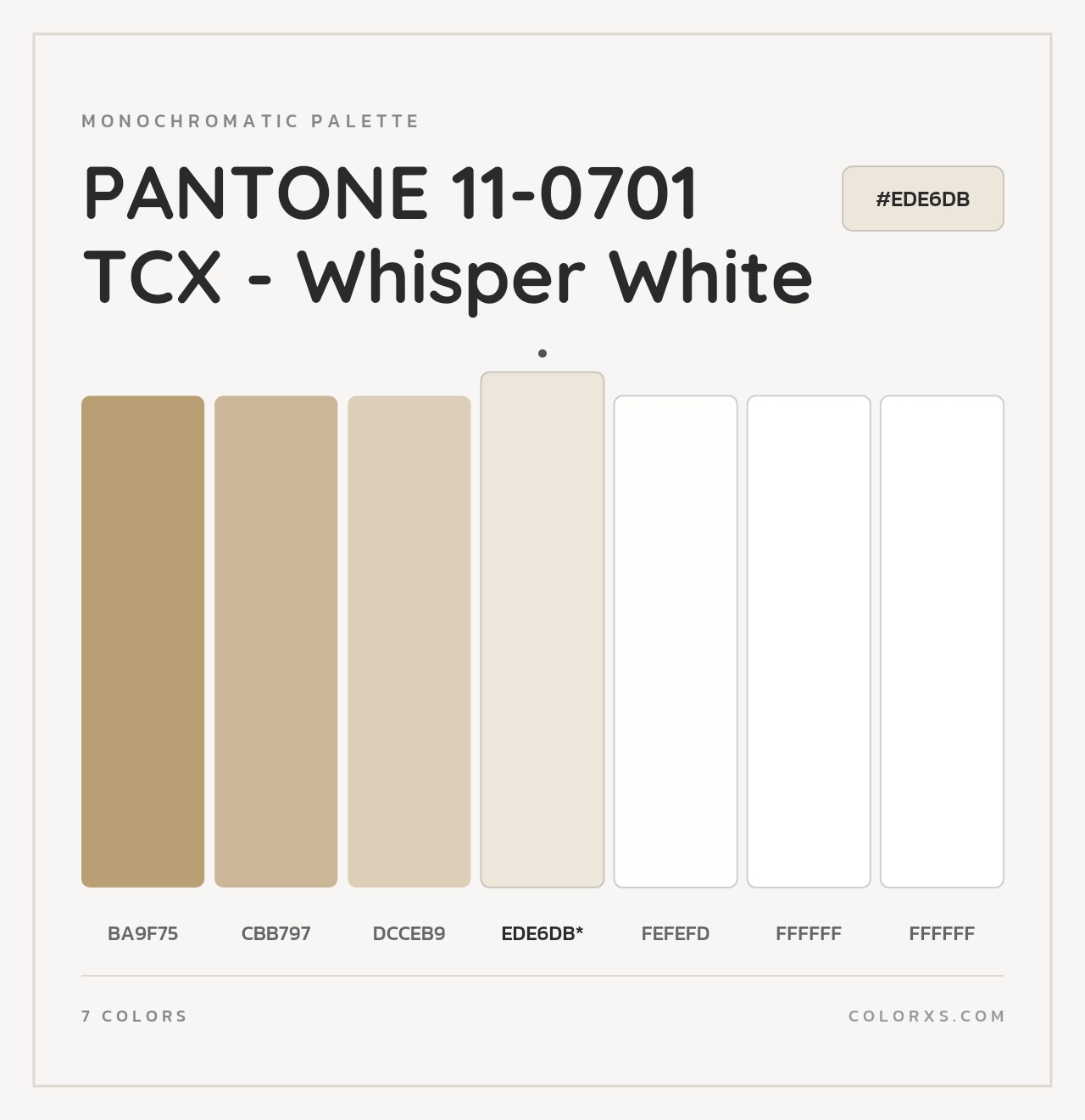 PANTONE 11-0701 TCX - Whisper White - Monochromatic Color Palette