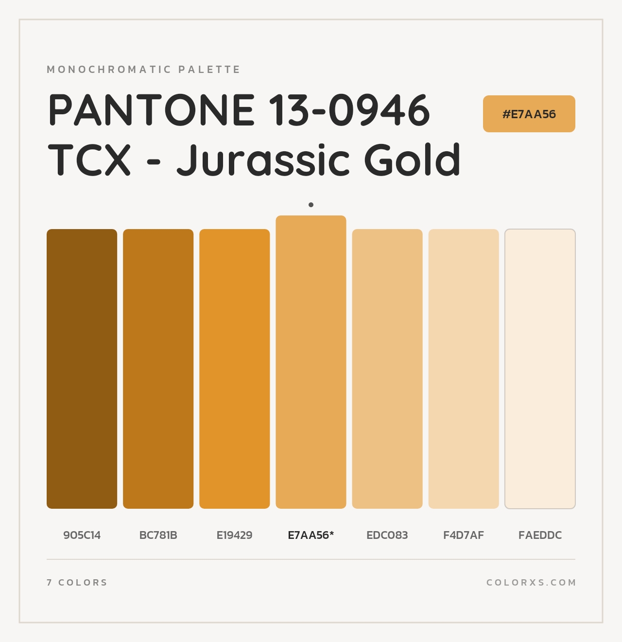PANTONE 13-0946 TCX - Jurassic Gold - Monochromatic Color Palette